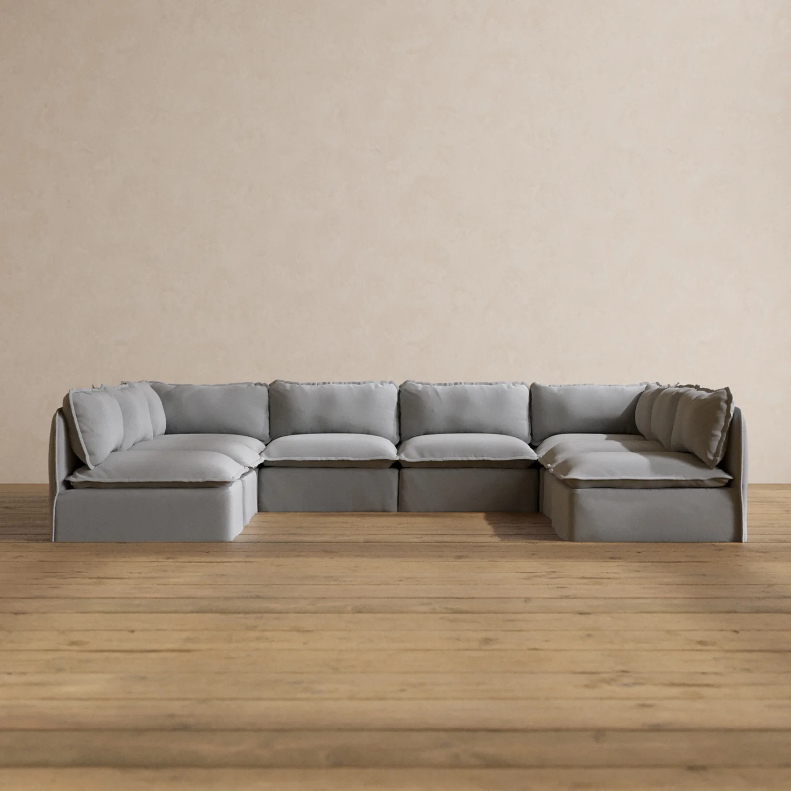 Slipcover Only - Modular Washable 8-Seater Open-Ends U-Sectional in Pumice