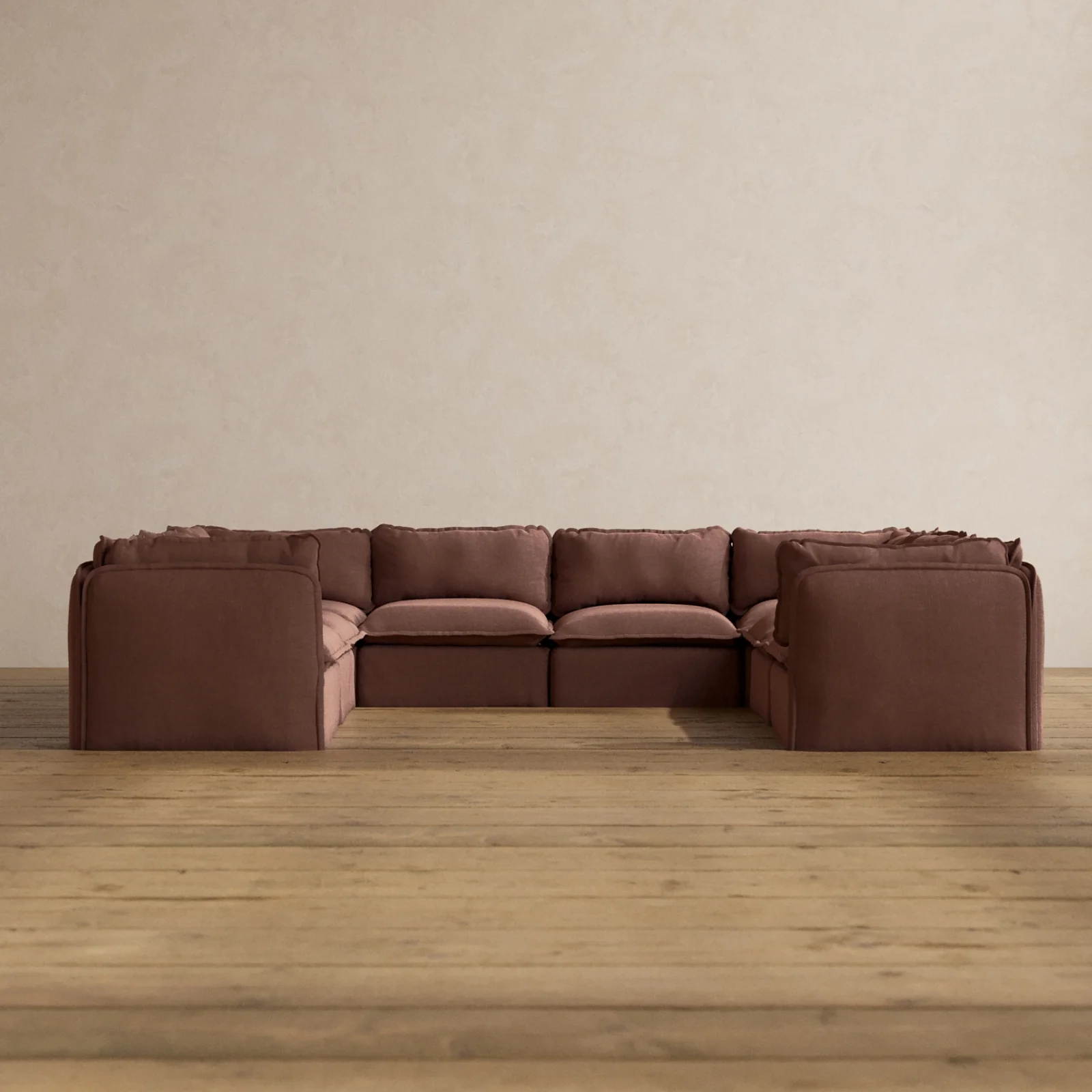 Slipcover Only - Modular Washable 8-Seater U-Sectional in Chestnut
