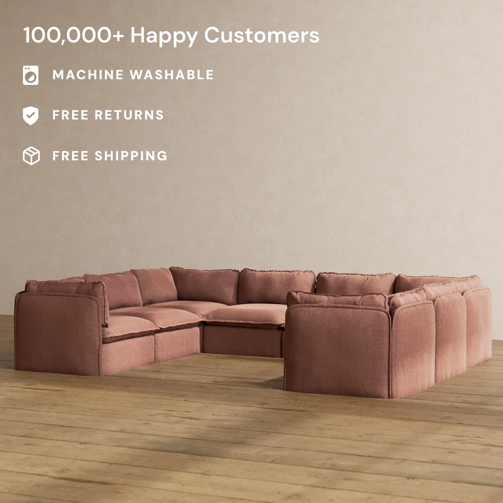 Slipcover Only - Modular Washable 8-Seater U-Sectional in Chestnut - Image 2