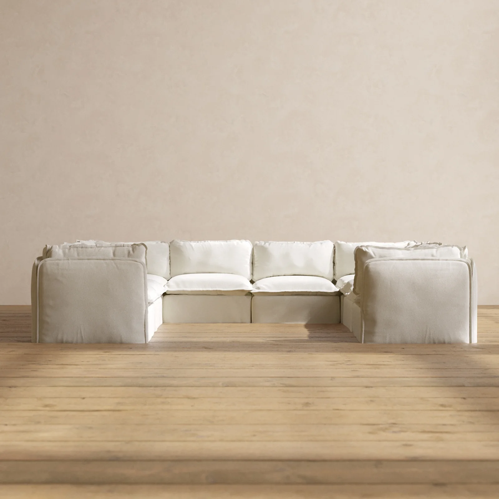 Slipcover Only - Modular Washable 8-Seater U-Sectional in Eggshell
