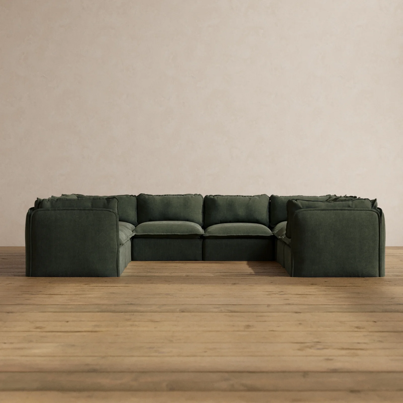 Slipcover Only - Modular Washable 8-Seater U-Sectional in Olivine