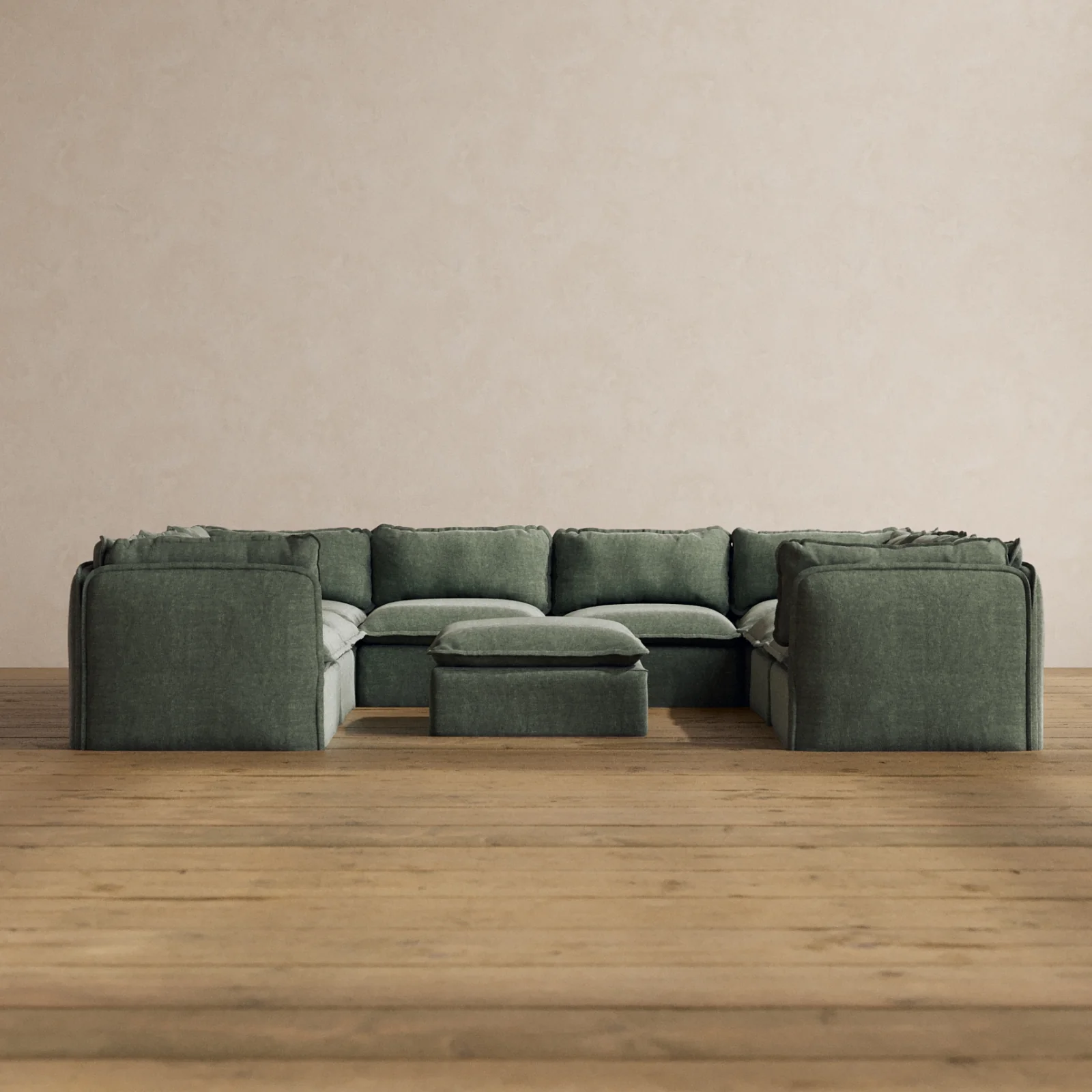 Slipcover Only - Modular Washable 8-Seater U-Sectional + Ottoman in Willow