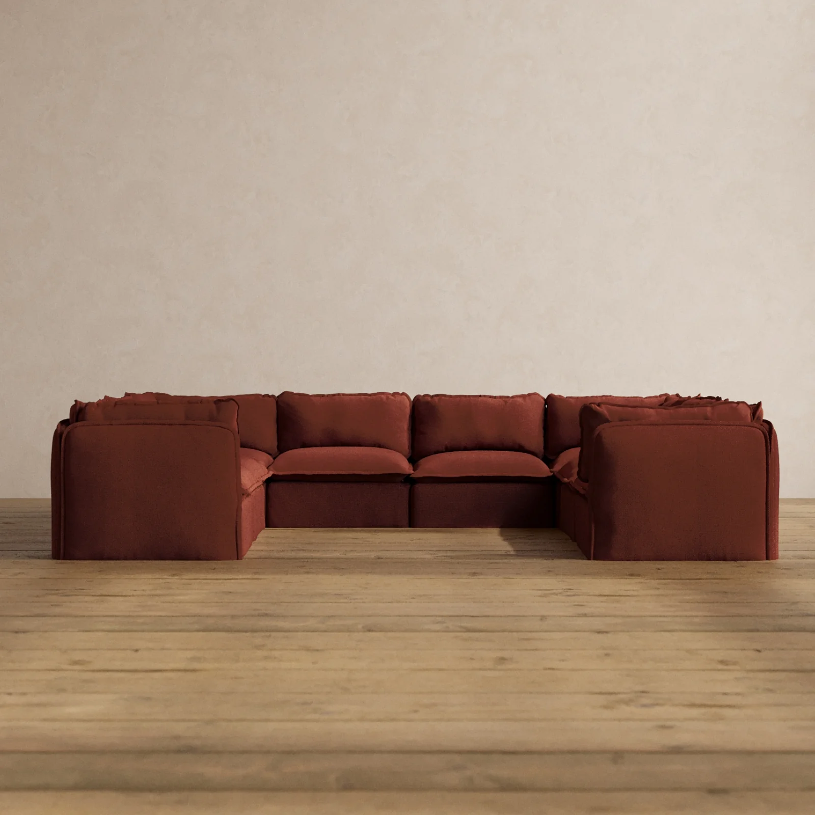 Slipcover Only - Modular Washable 8-Seater U-Sectional in Rust