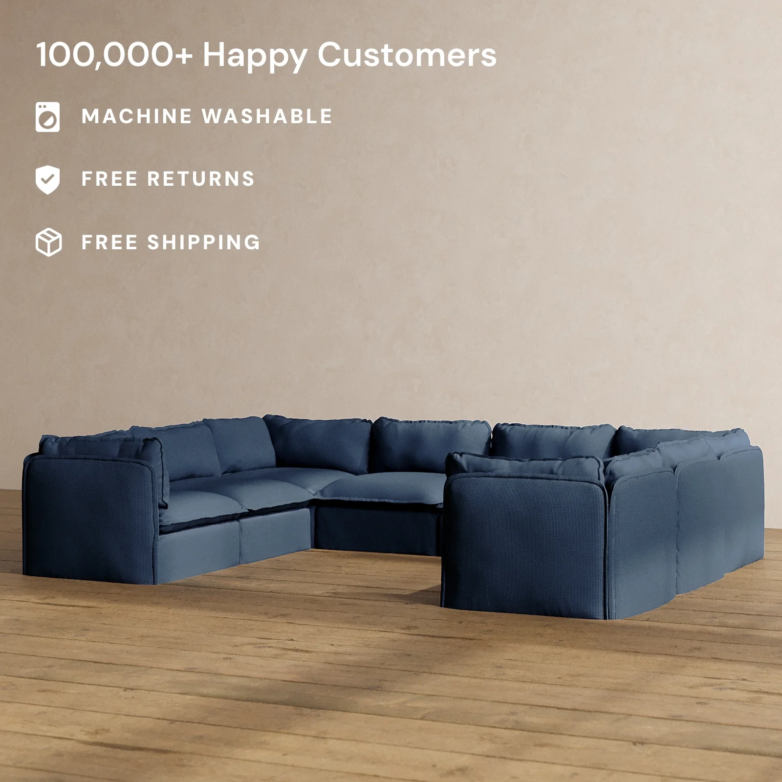 Slipcover Only - Modular Washable 8-Seater U-Sectional in Sumi - Image 2