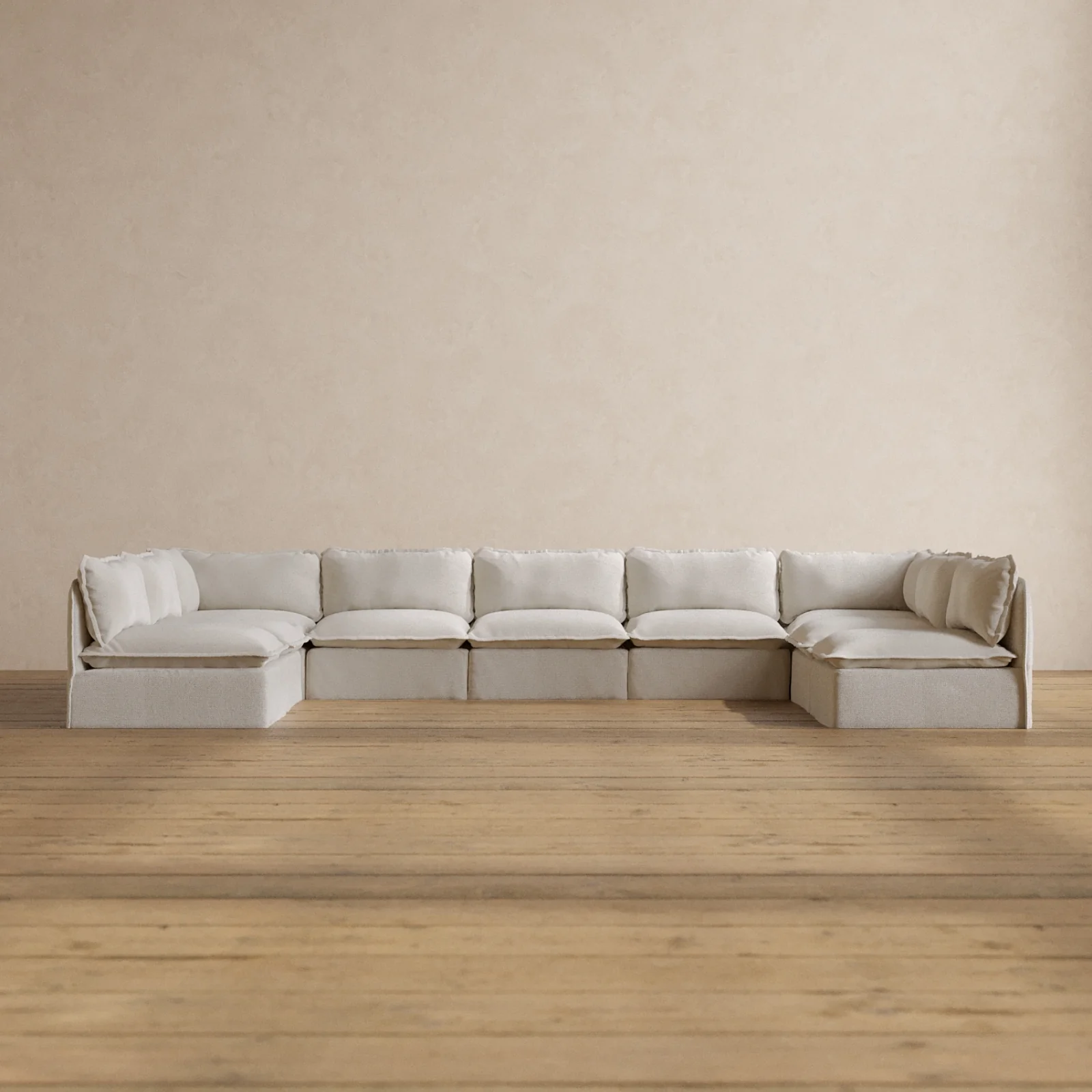 Slipcover Only - Modular Washable 9-Seater Open-Ends U-Sectional in Powder