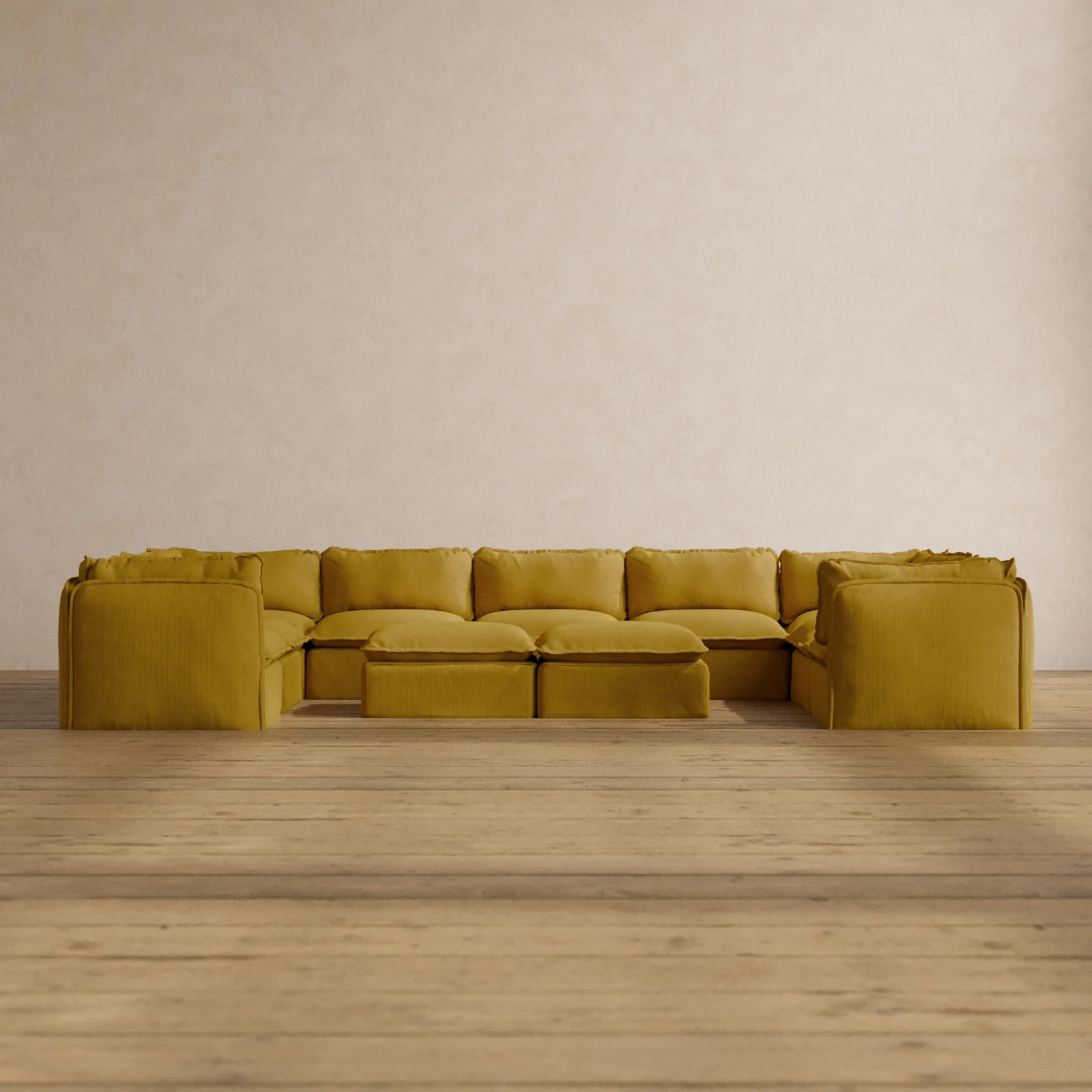 Slipcover Only - Modular Washable 9-Seater U-Sectional + Bench Ottoman in Kiiro