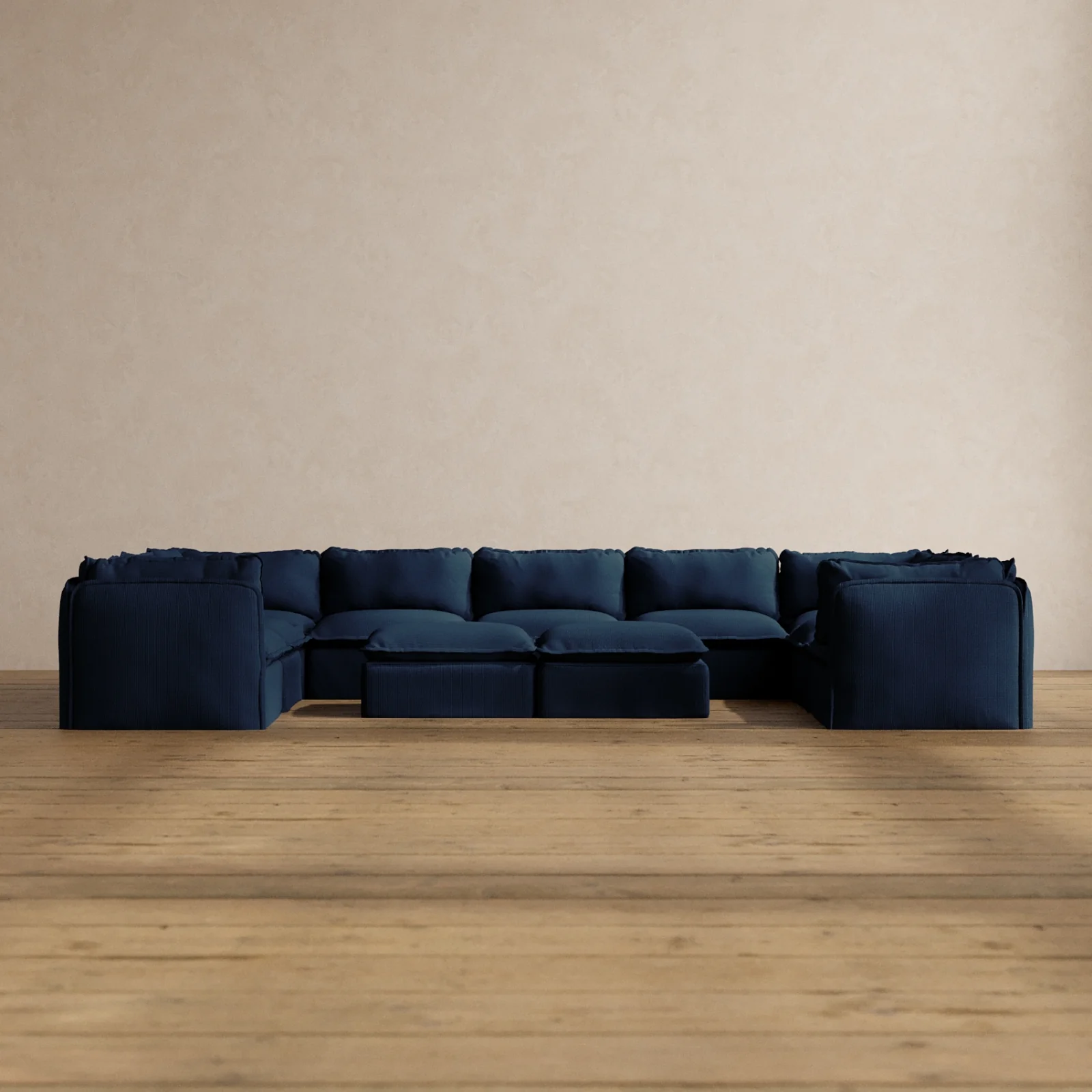 Slipcover Only - Modular Washable 9-Seater U-Sectional + Bench Ottoman in Sumi