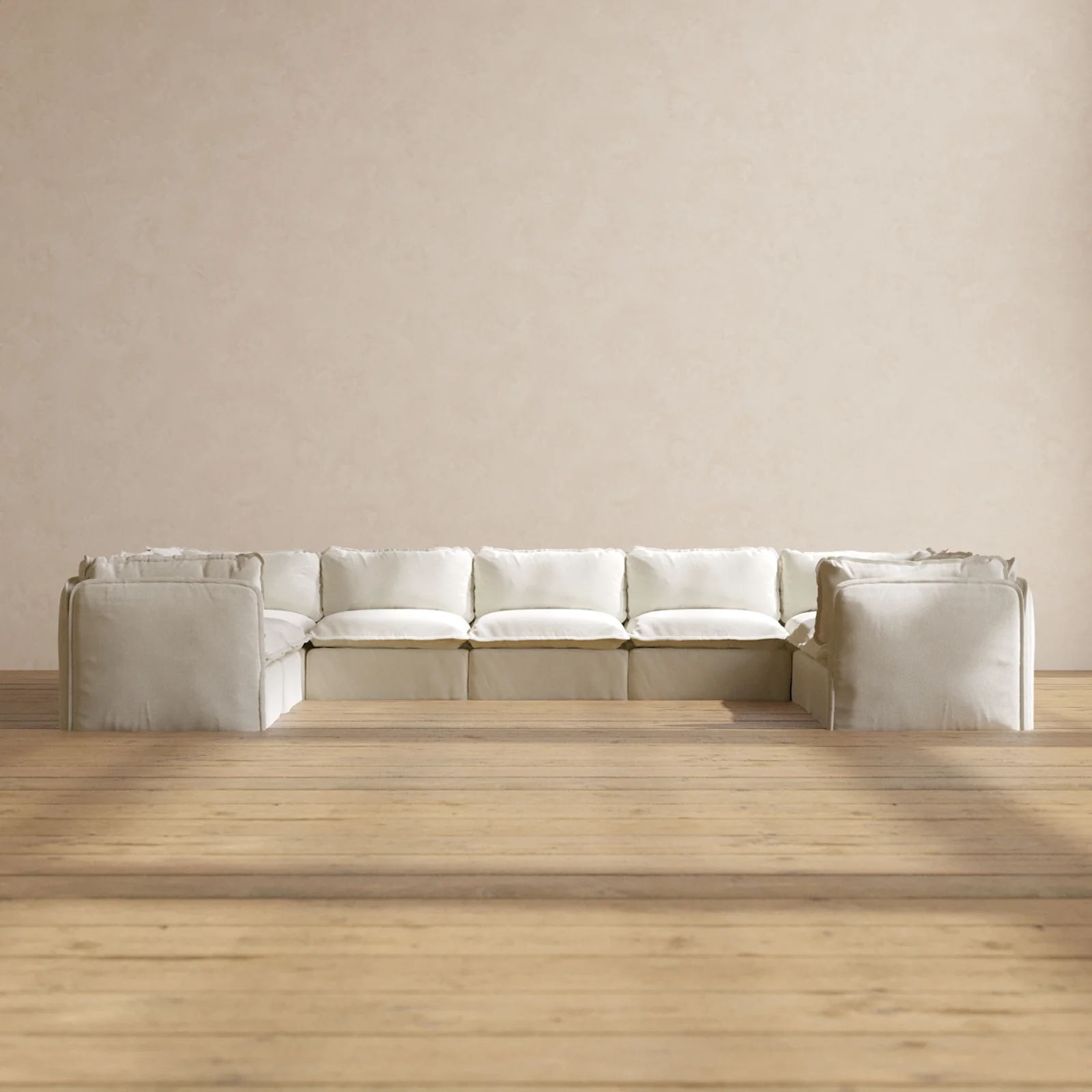 Slipcover Only - Modular Washable 9-Seater U-Sectional in Eggshell