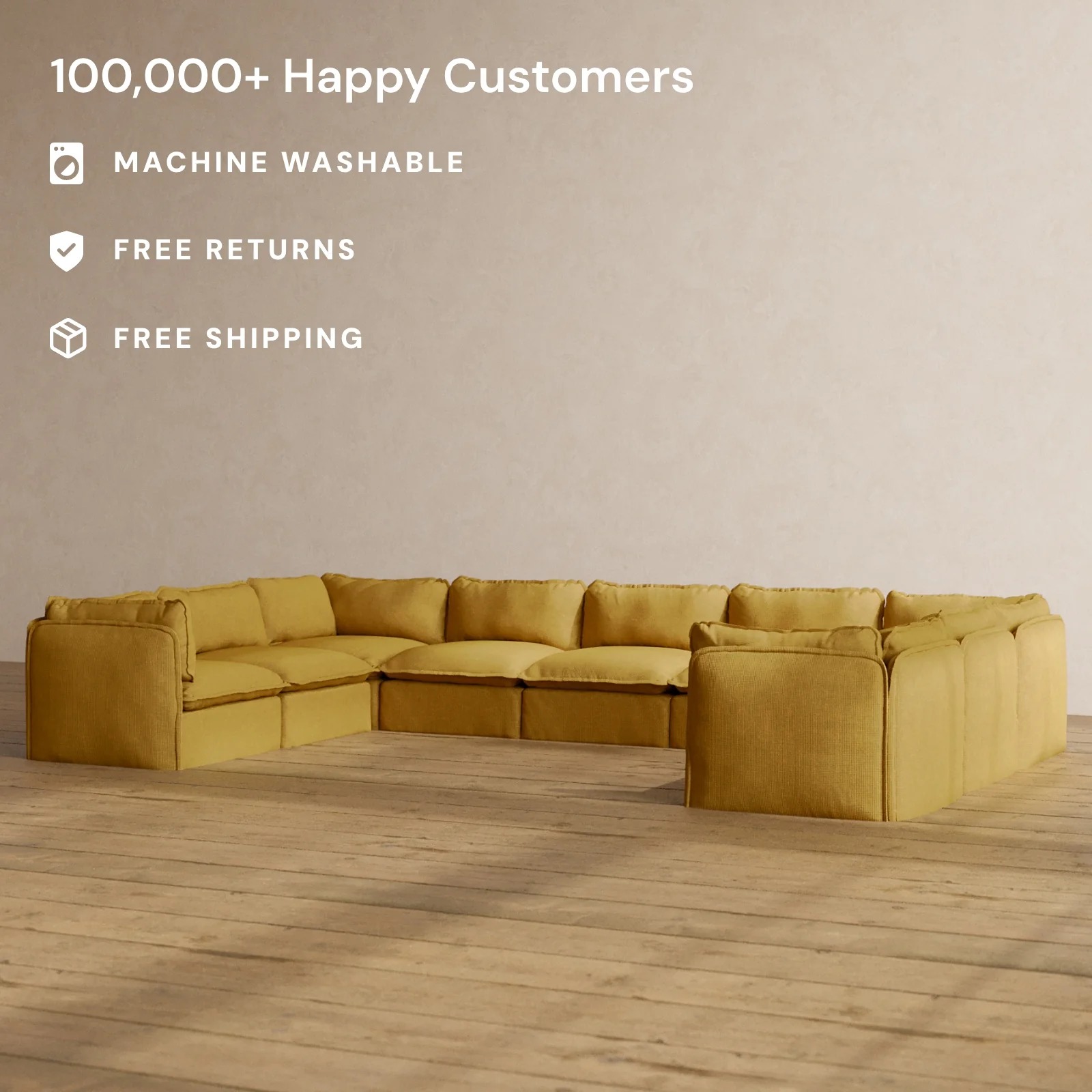 Slipcover Only - Modular Washable 9-Seater U-Sectional in Kiiro - Image 2