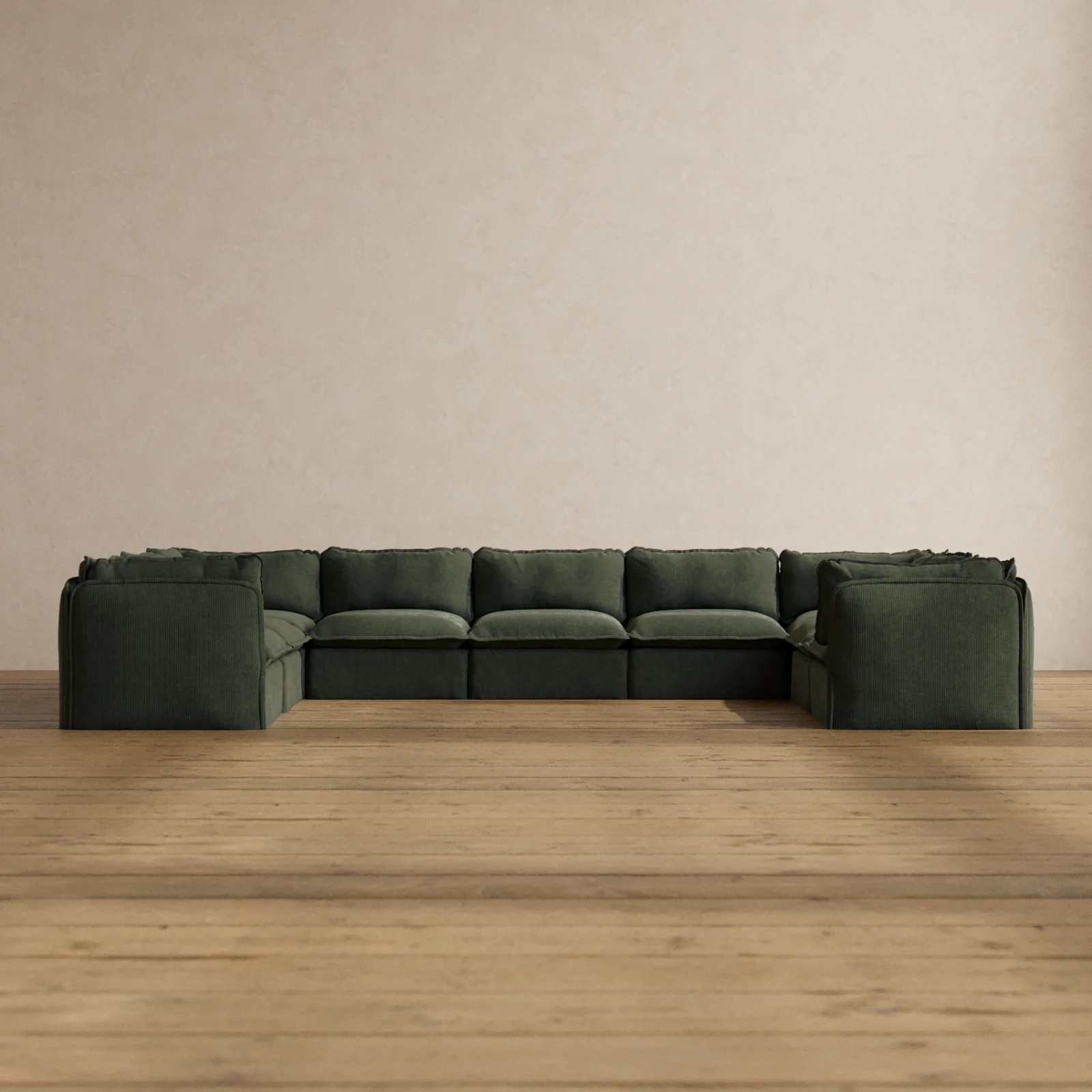 Slipcover Only - Modular Washable 9-Seater U-Sectional in Olivine
