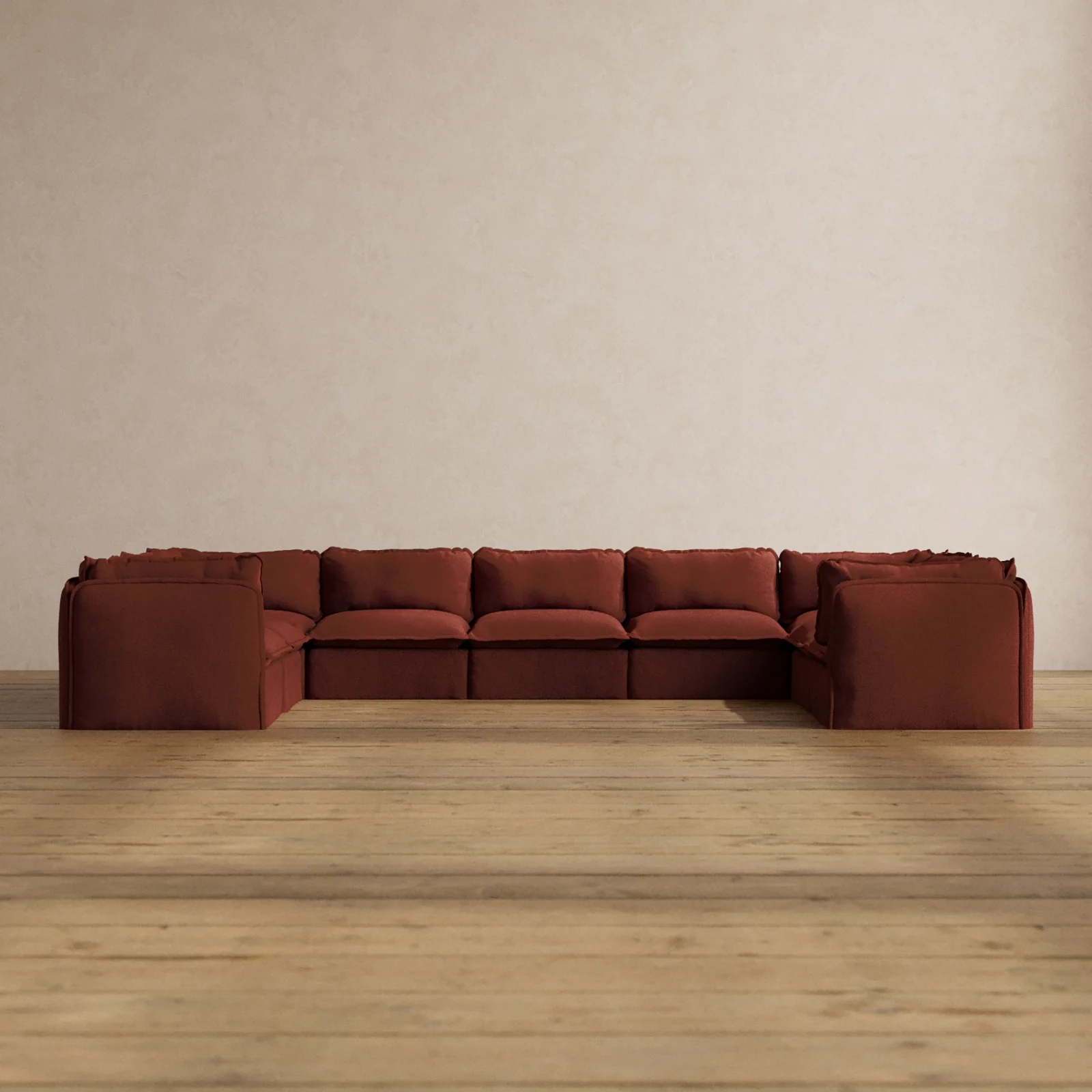 Slipcover Only - Modular Washable 9-Seater U-Sectional in Rust