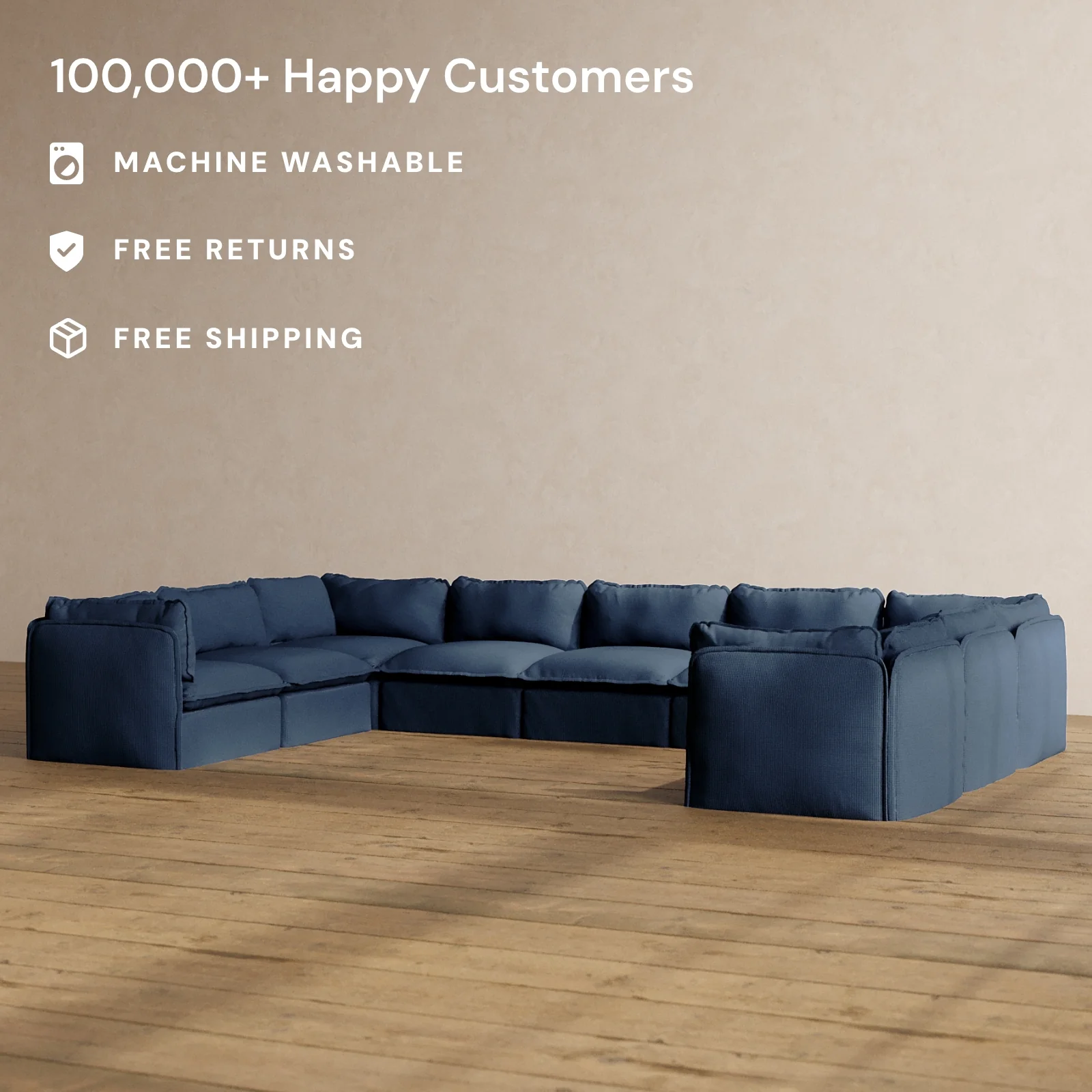 Slipcover Only - Modular Washable 9-Seater U-Sectional in Sumi - Image 2
