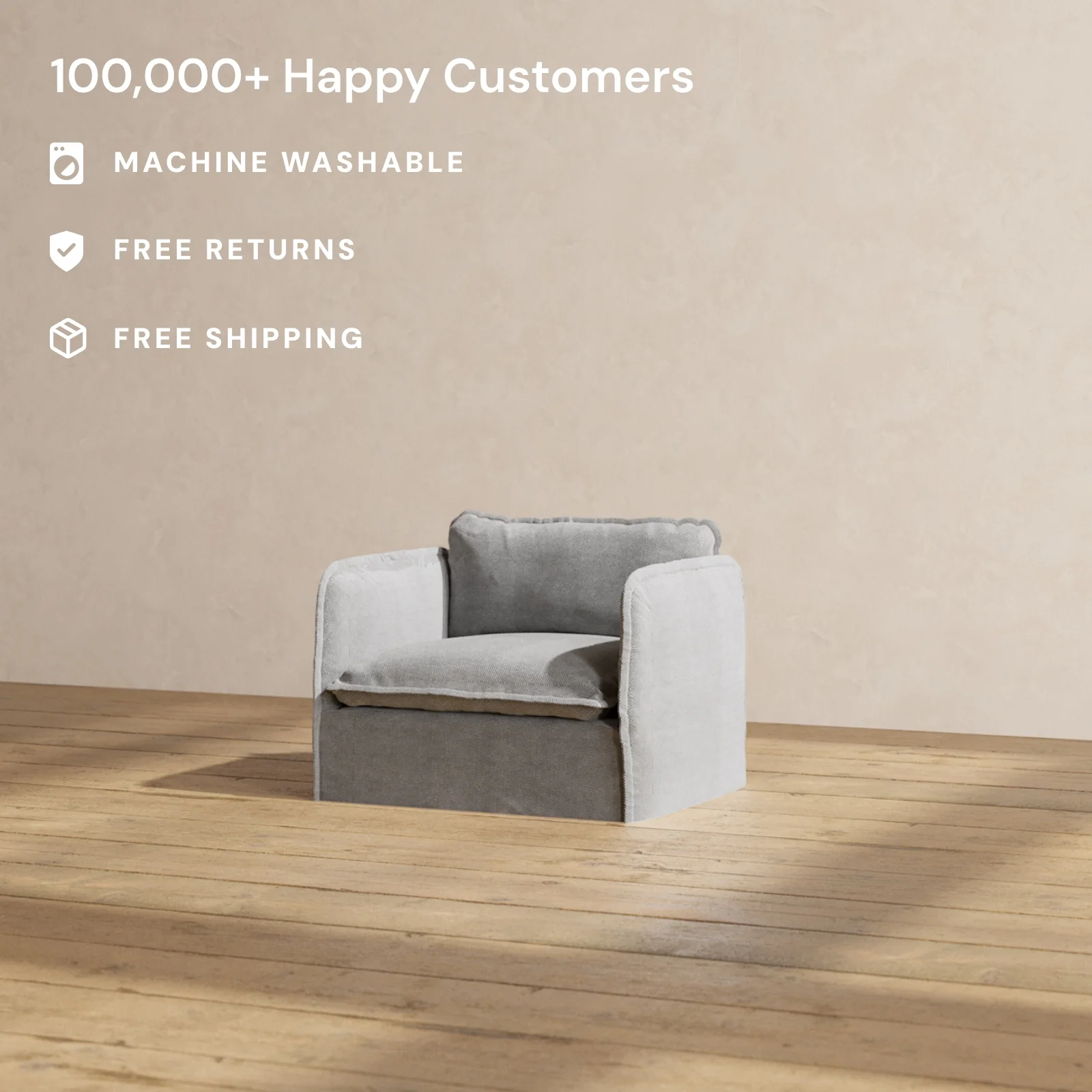 Slipcover Only - Modular Washable Armchair in Ash - Image 2
