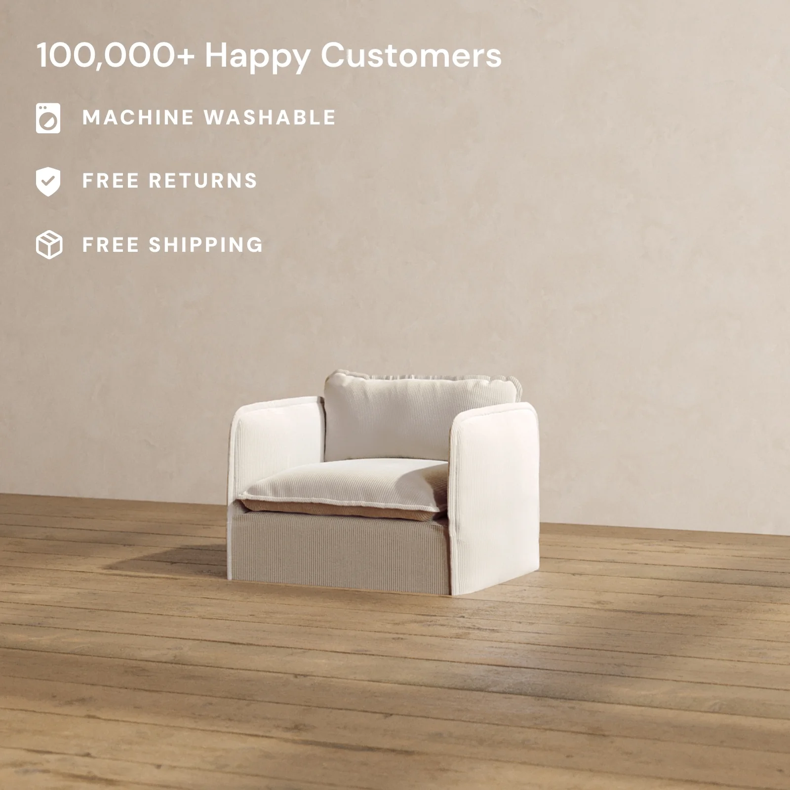 Slipcover Only - Modular Washable Armchair in Milk - Image 2