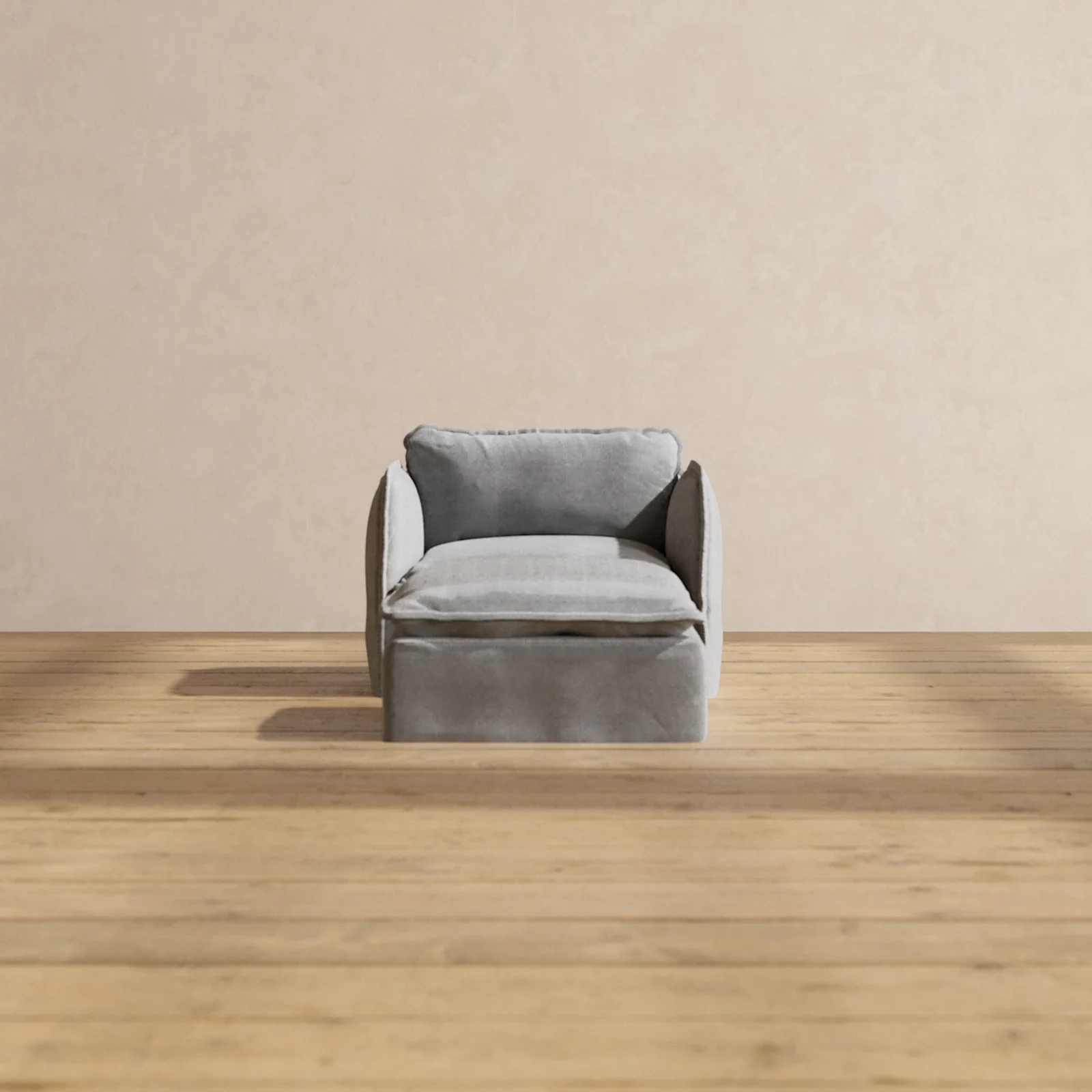 Slipcover Only - Modular Washable Armchair + Ottoman in Ash