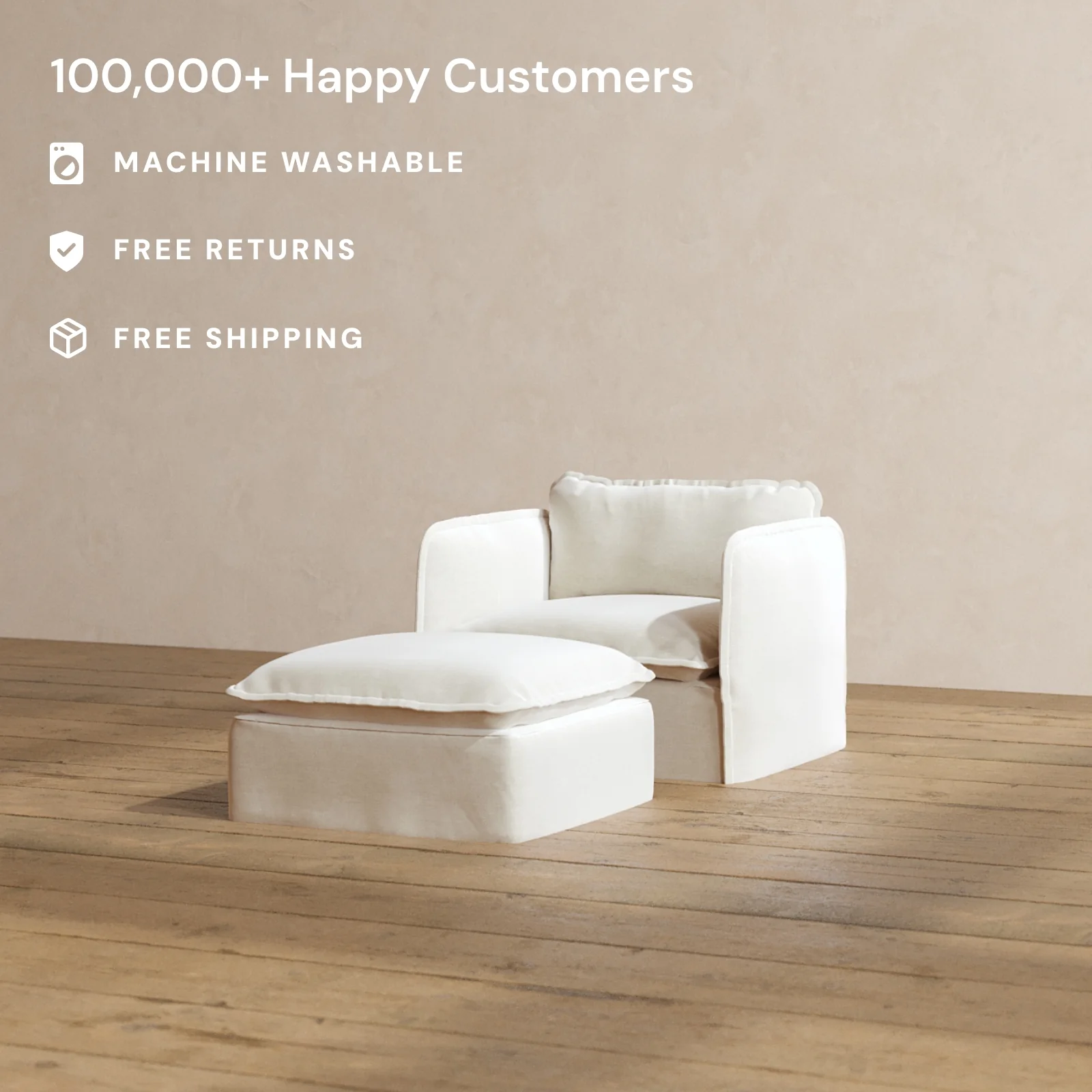 Slipcover Only - Modular Washable Armchair + Ottoman in Coco - Image 2