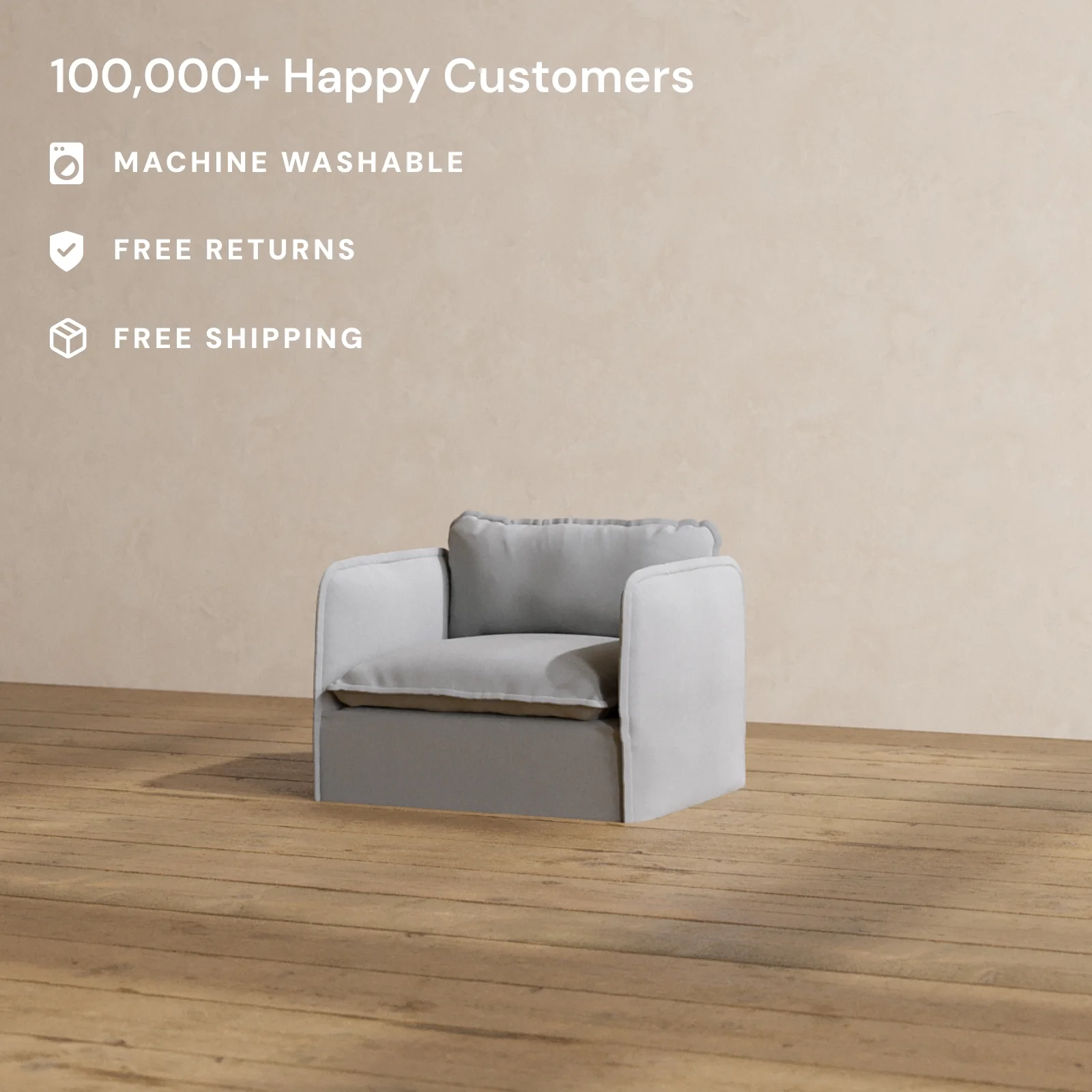Slipcover Only - Modular Washable Armchair in Pumice - Image 2