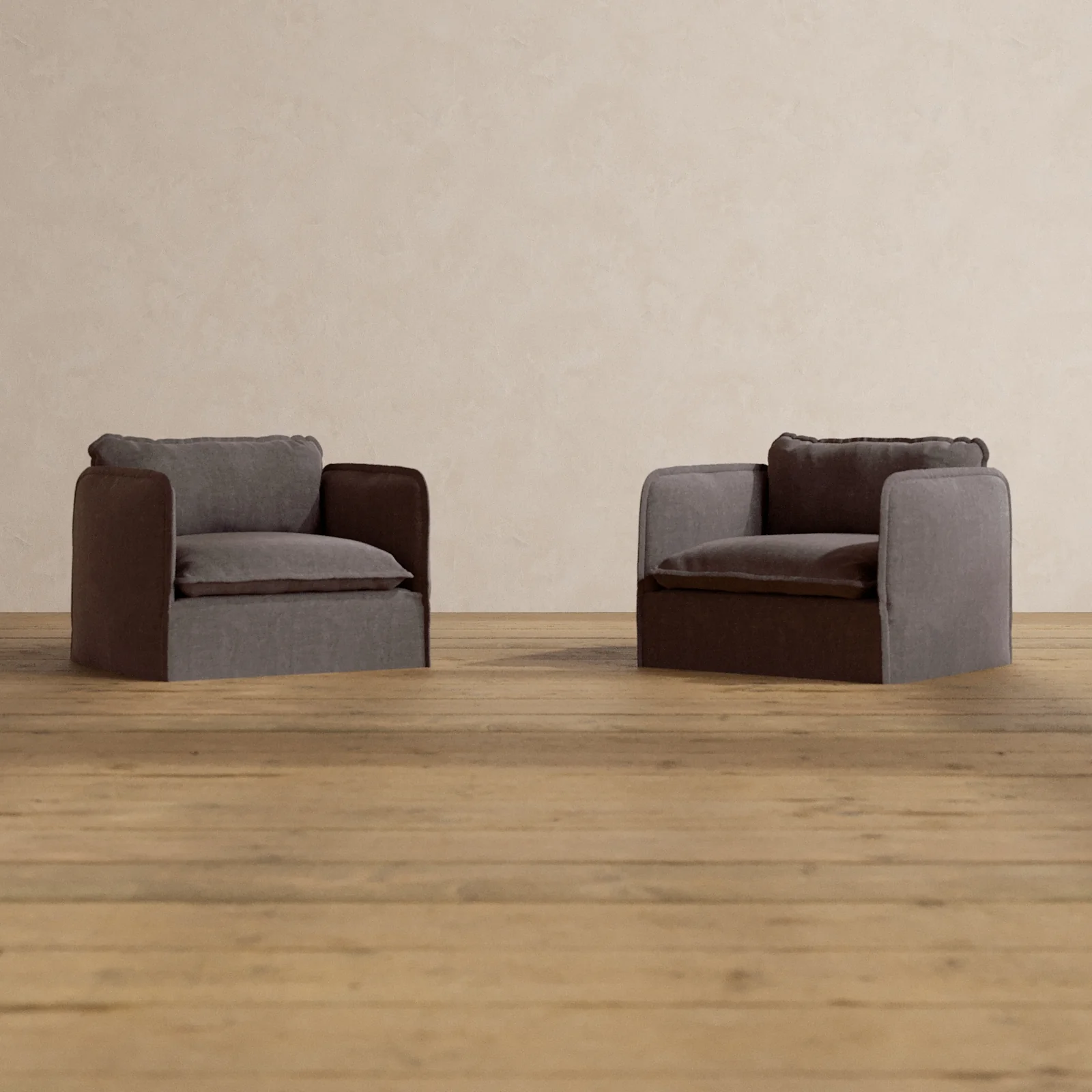 Slipcover Only - Modular Washable Armchair Set in Caviar