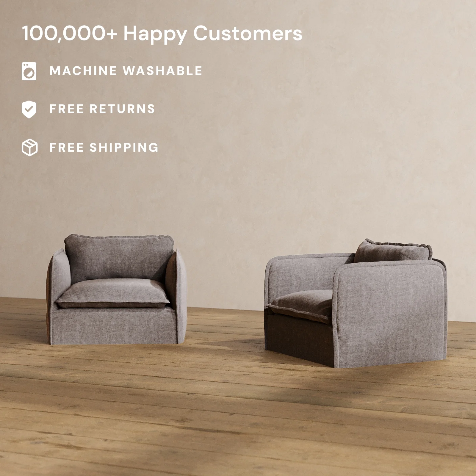 Slipcover Only - Modular Washable Armchair Set in Caviar - Image 2