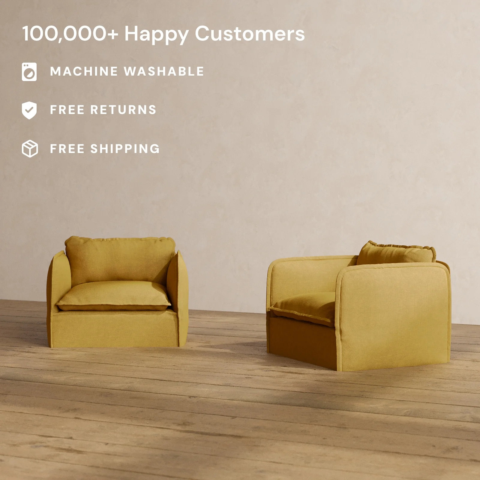 Slipcover Only - Modular Washable Armchair Set in Kiiro - Image 2