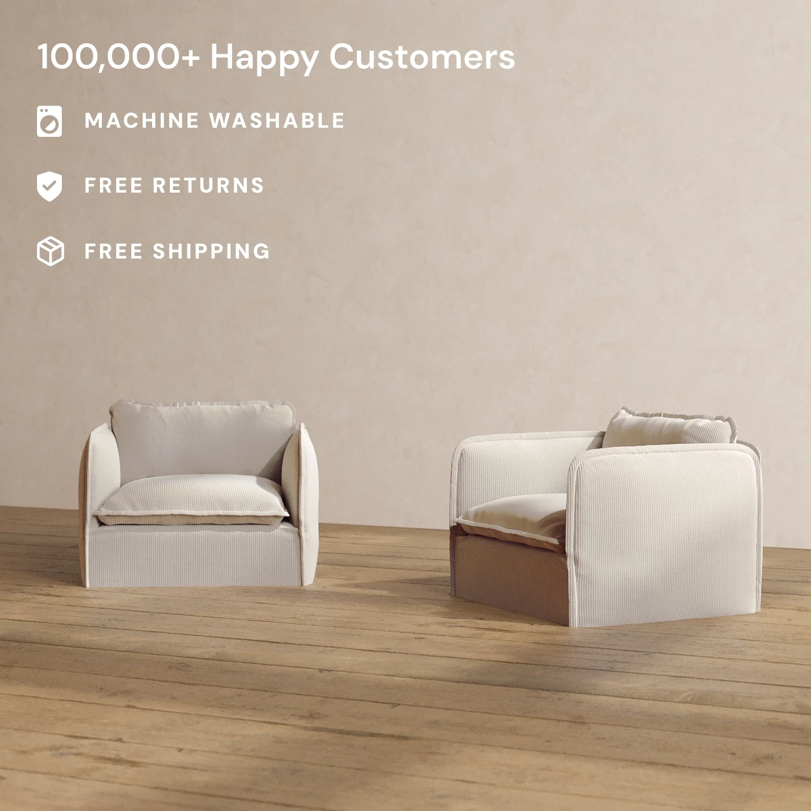Slipcover Only - Modular Washable Armchair Set in Milk - Image 2