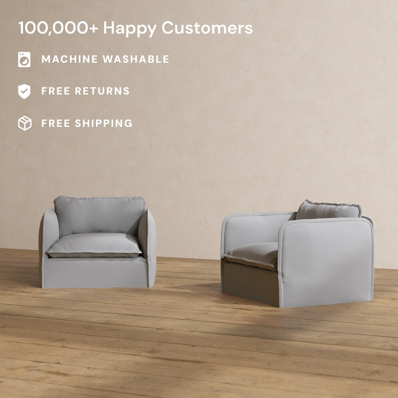 Slipcover Only - Modular Washable Armchair Set in Pumice - Image 2