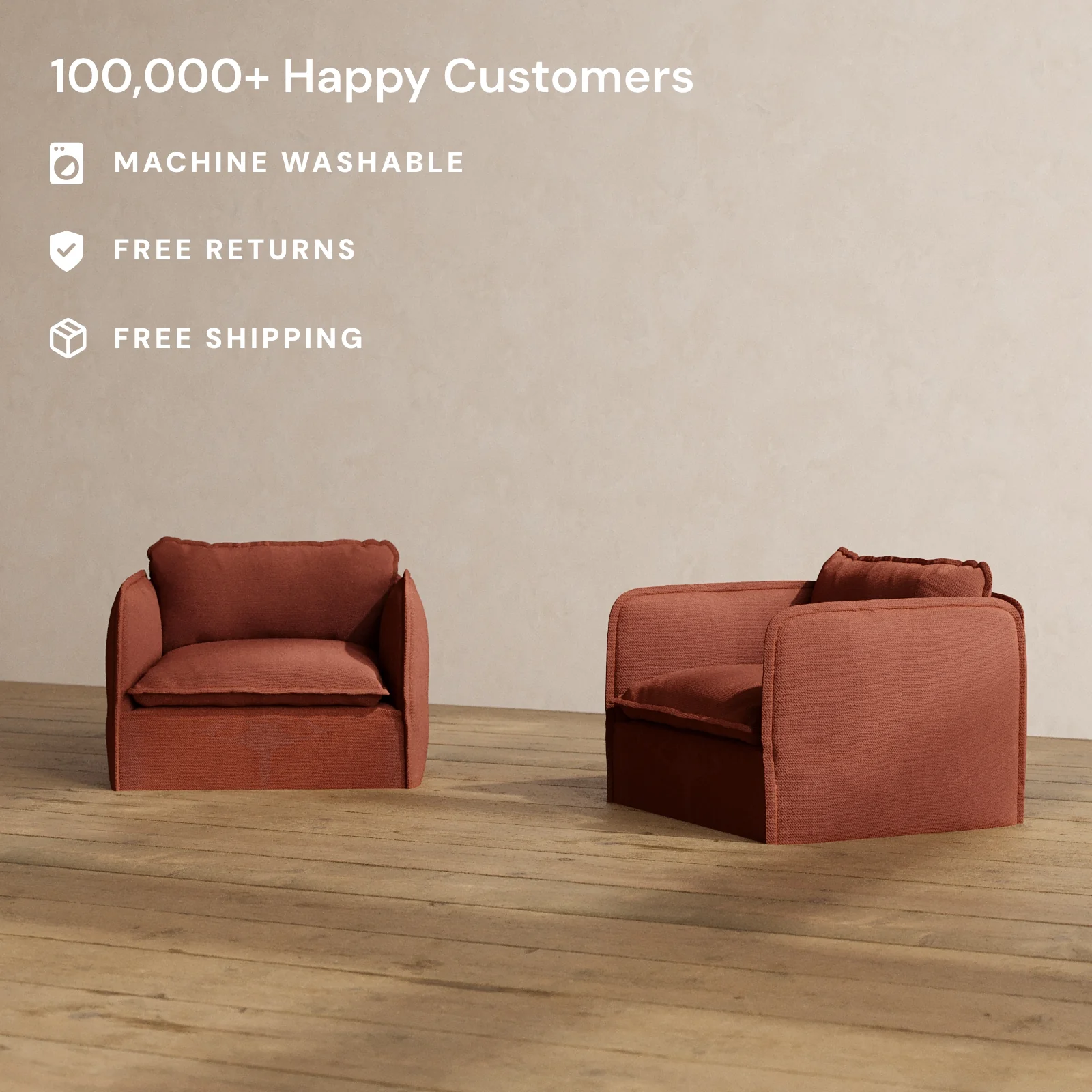 Slipcover Only - Modular Washable Armchair Set in Rust - Image 2