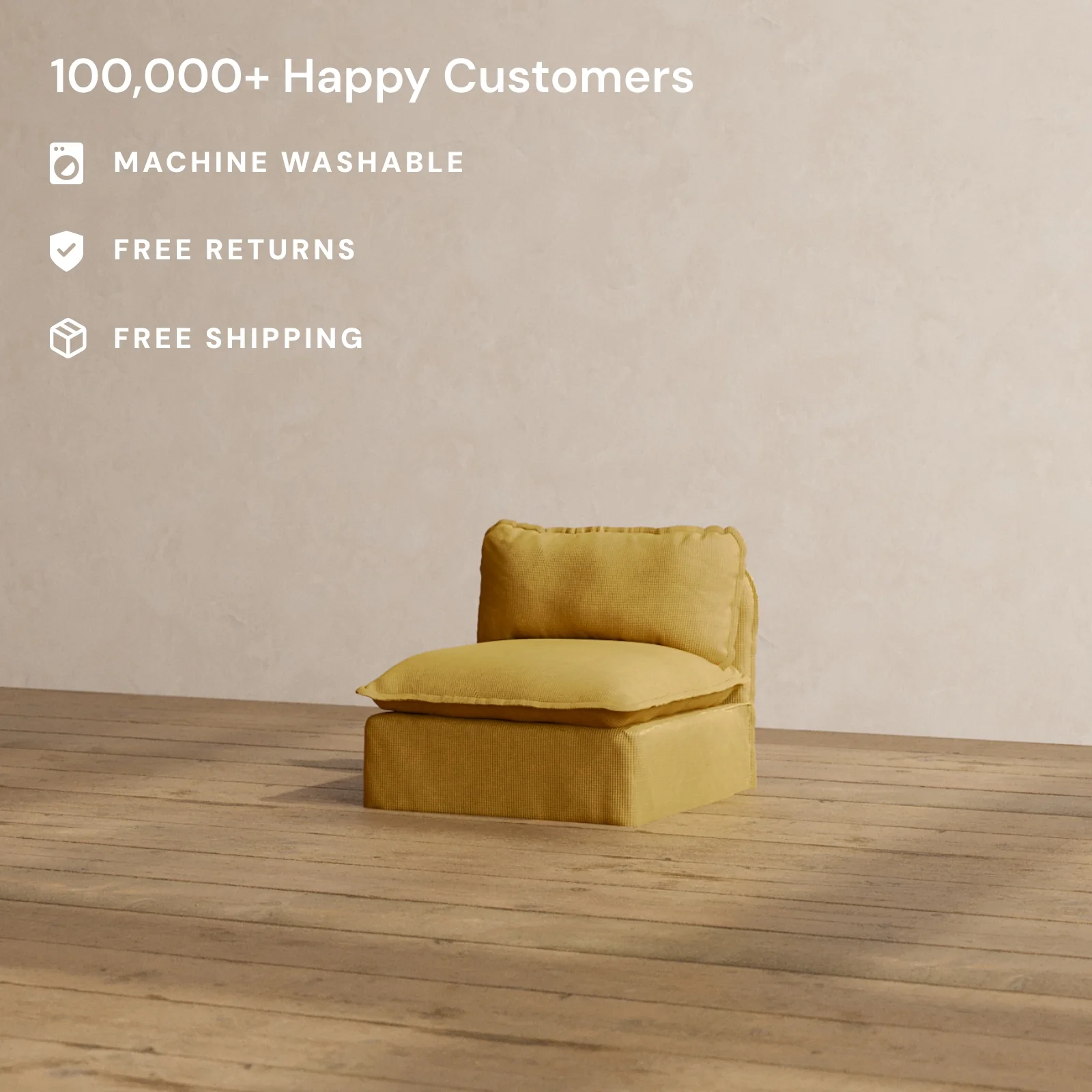 Slipcover Only - Modular Washable Armless Chair in Kiiro - Image 2