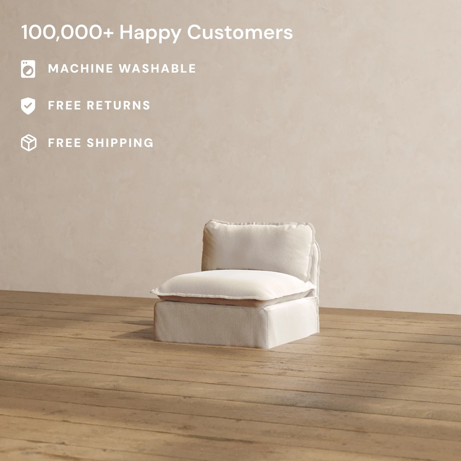 Slipcover Only - Modular Washable Armless Chair in Milk - Image 2