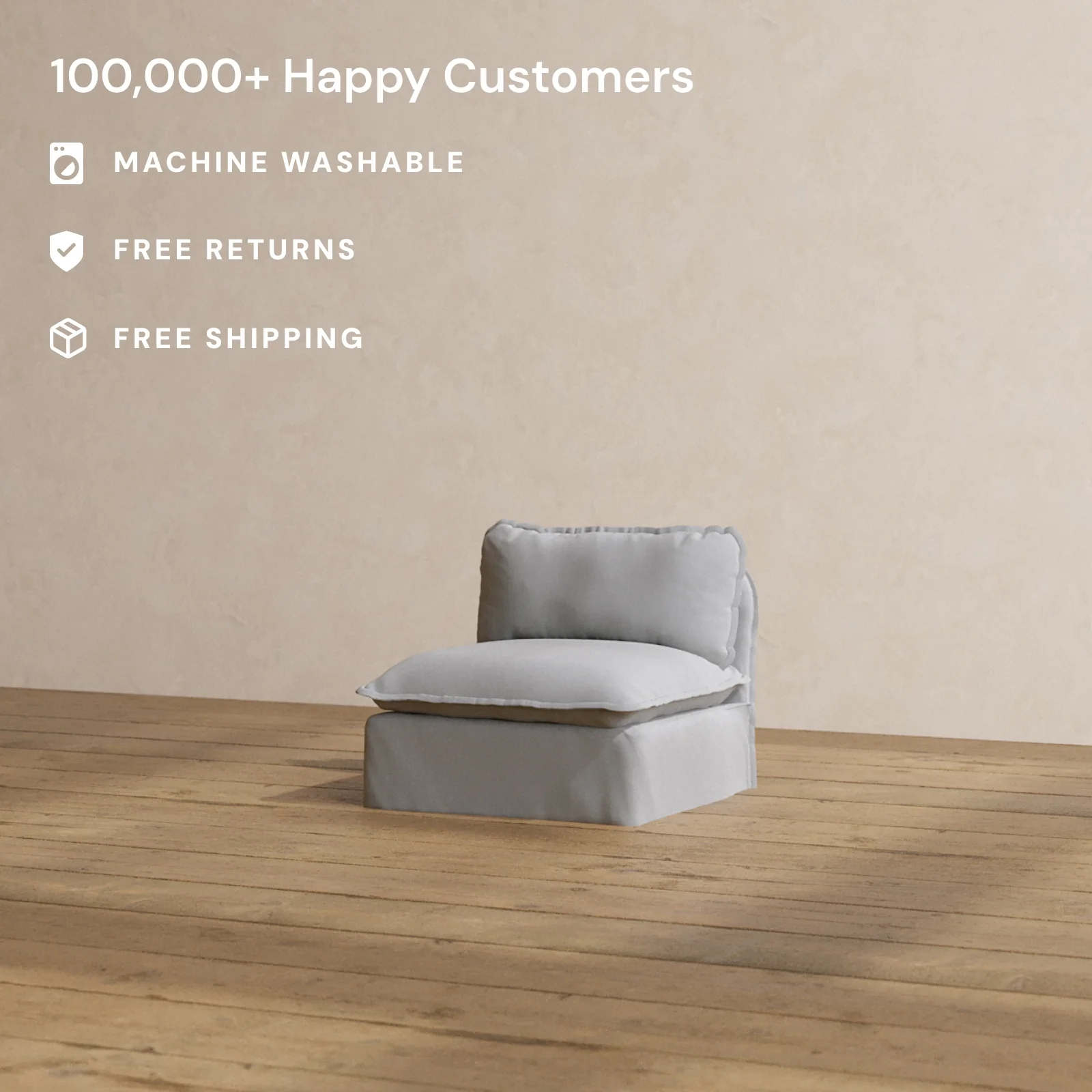 Slipcover Only - Modular Washable Armless Chair in Pumice - Image 2