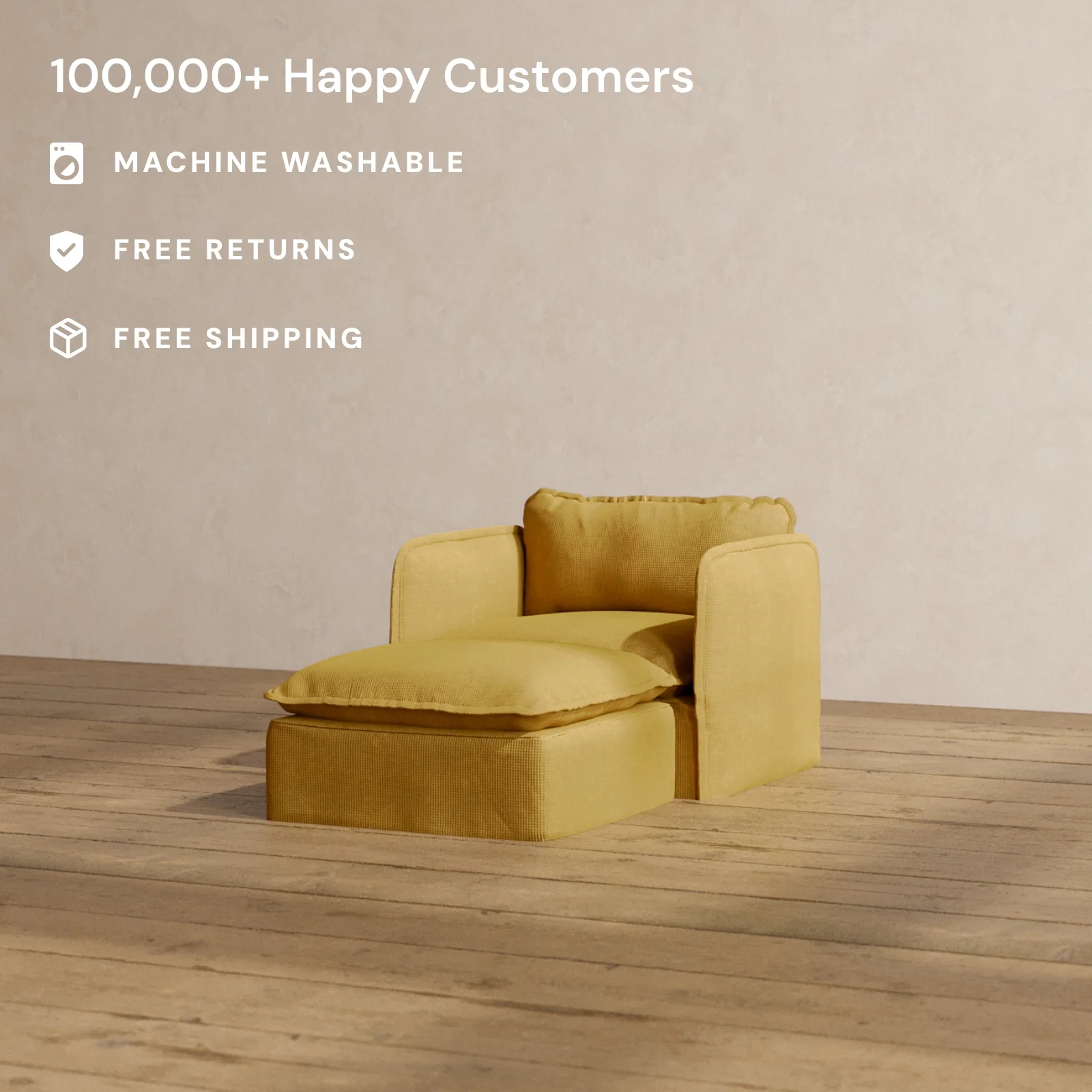 Slipcover Only - Modular Washable Chaise Armchair in Kiiro - Image 2