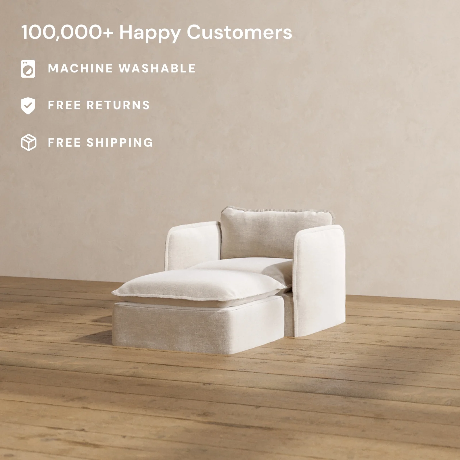 Slipcover Only - Modular Washable Chaise Armchair in Mist - Image 2