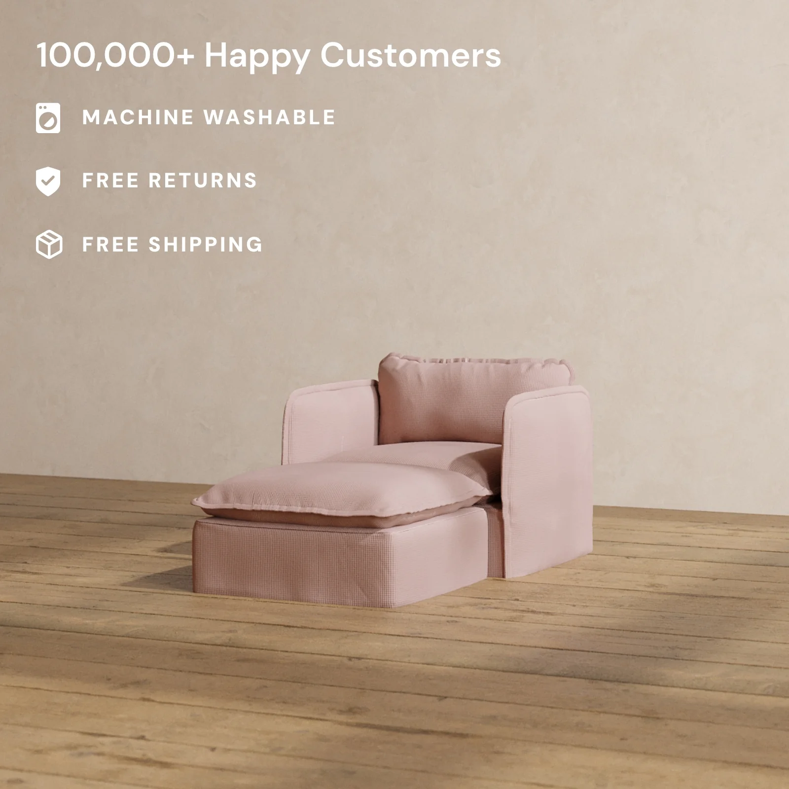 Slipcover Only - Modular Washable Chaise Armchair in Sakura - Image 2