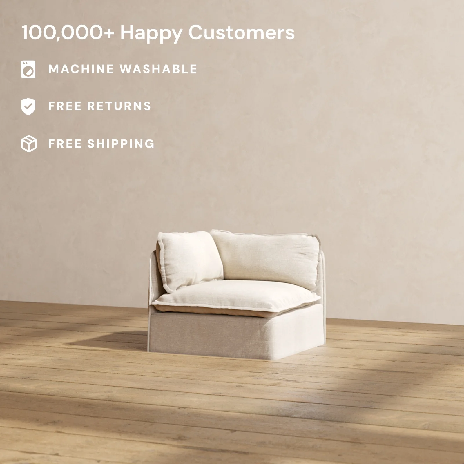 Slipcover Only - Modular Washable Corner Chair in Oat - Image 2