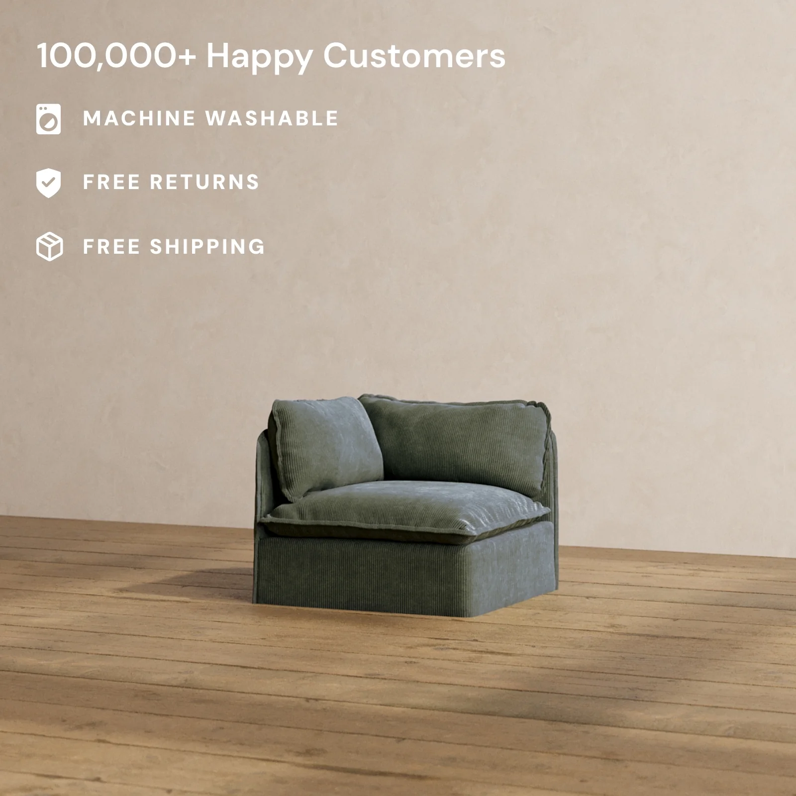 Slipcover Only - Modular Washable Corner Chair in Olivine - Image 2