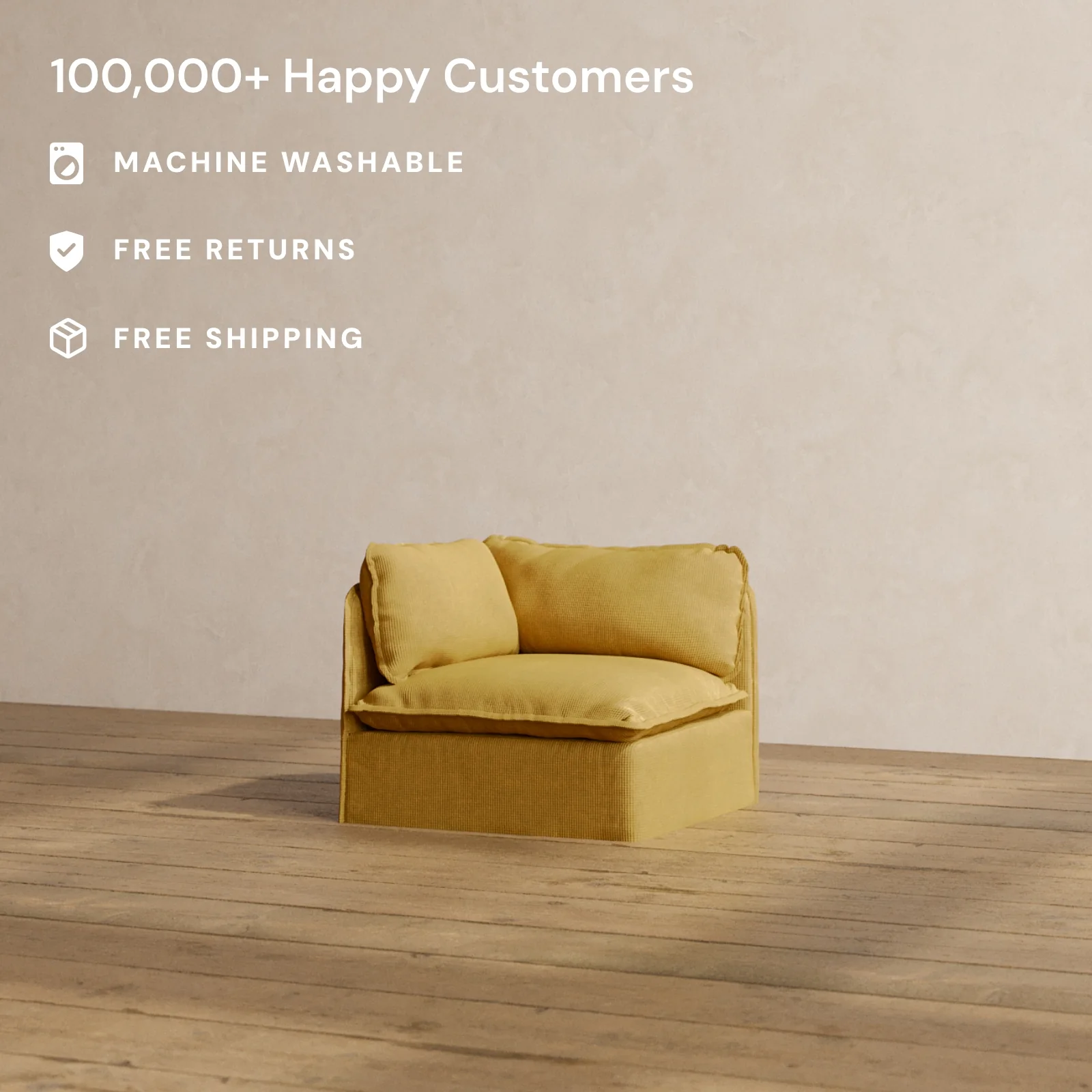 Slipcover Only - Modular Washable End Chair - Left in Kiiro - Image 2