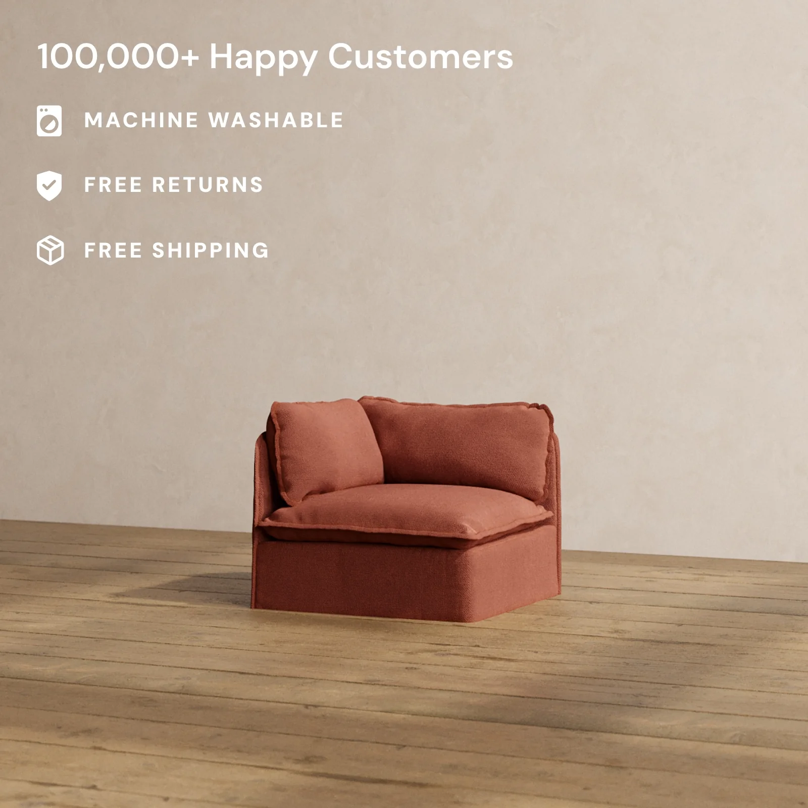 Slipcover Only - Modular Washable End Chair - Left in Rust - Image 2