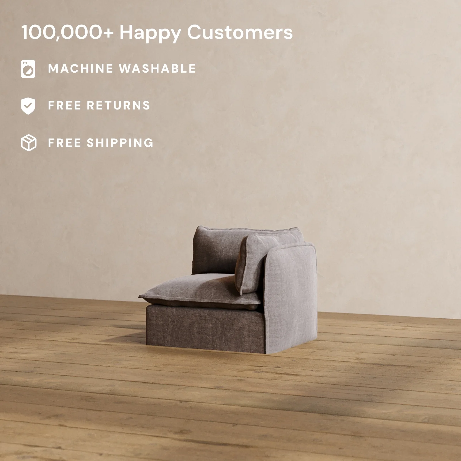 Slipcover Only - Modular Washable End Chair - Right in Caviar - Image 2
