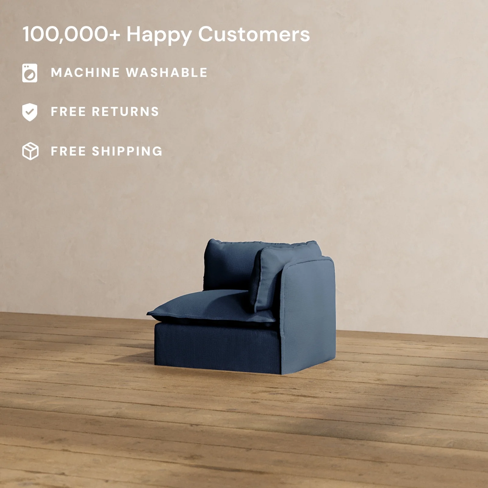 Slipcover Only - Modular Washable End Chair - Right in Sumi - Image 2