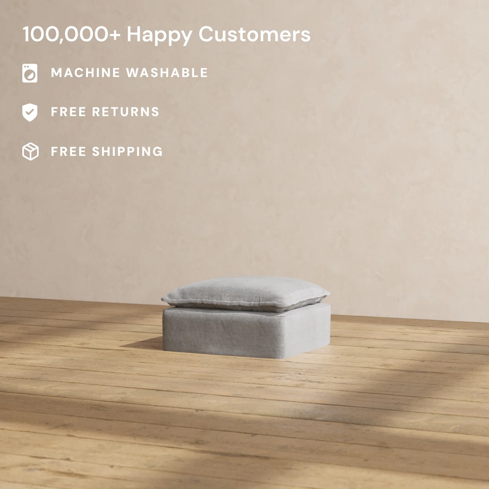 Slipcover Only - Modular Washable Ottoman in Ash - Image 2