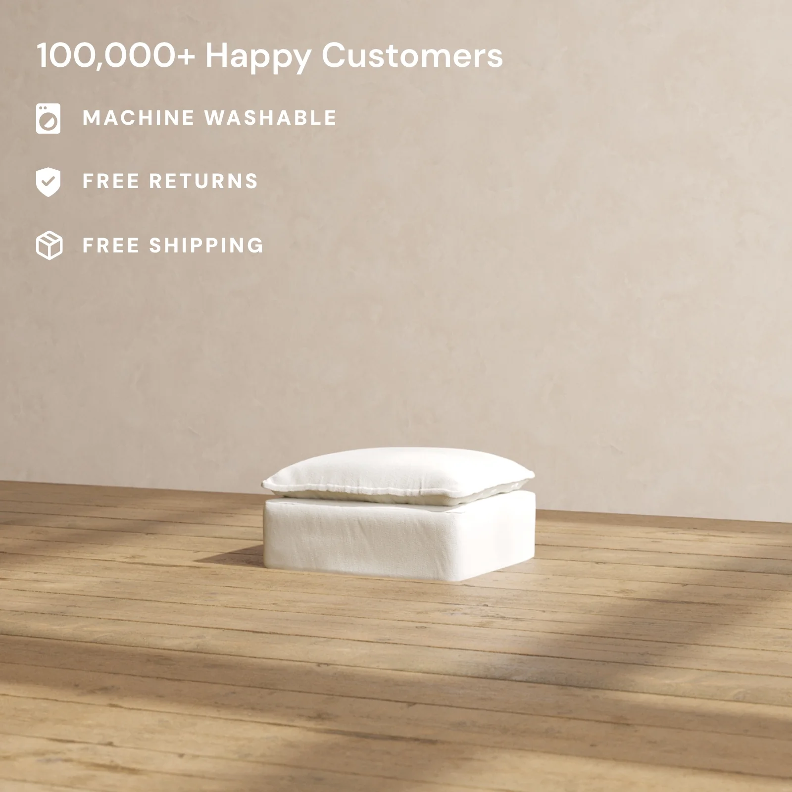 Slipcover Only - Modular Washable Ottoman in Eggshell - Image 2