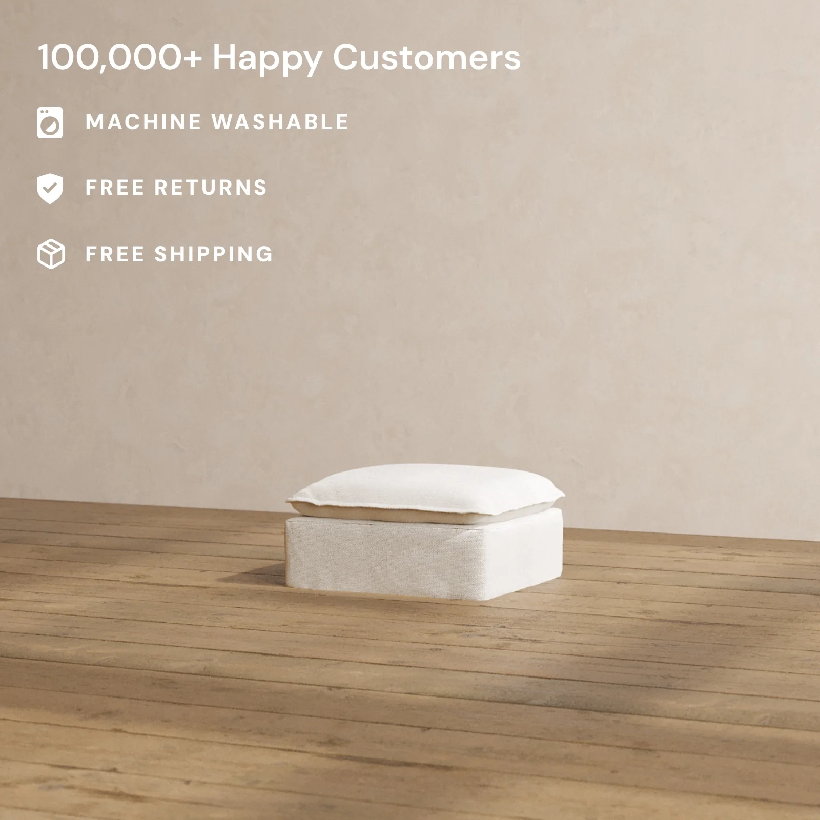 Slipcover Only - Modular Washable Ottoman in Powder - Image 2