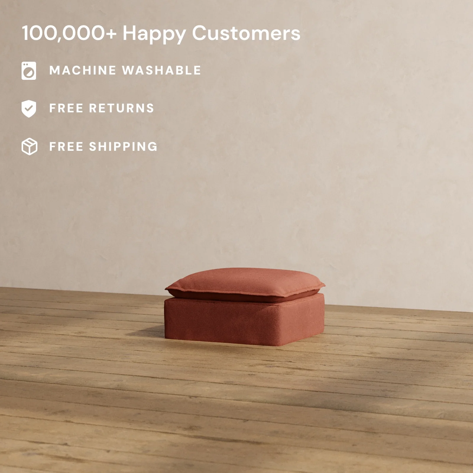Slipcover Only - Modular Washable Ottoman in Rust - Image 2