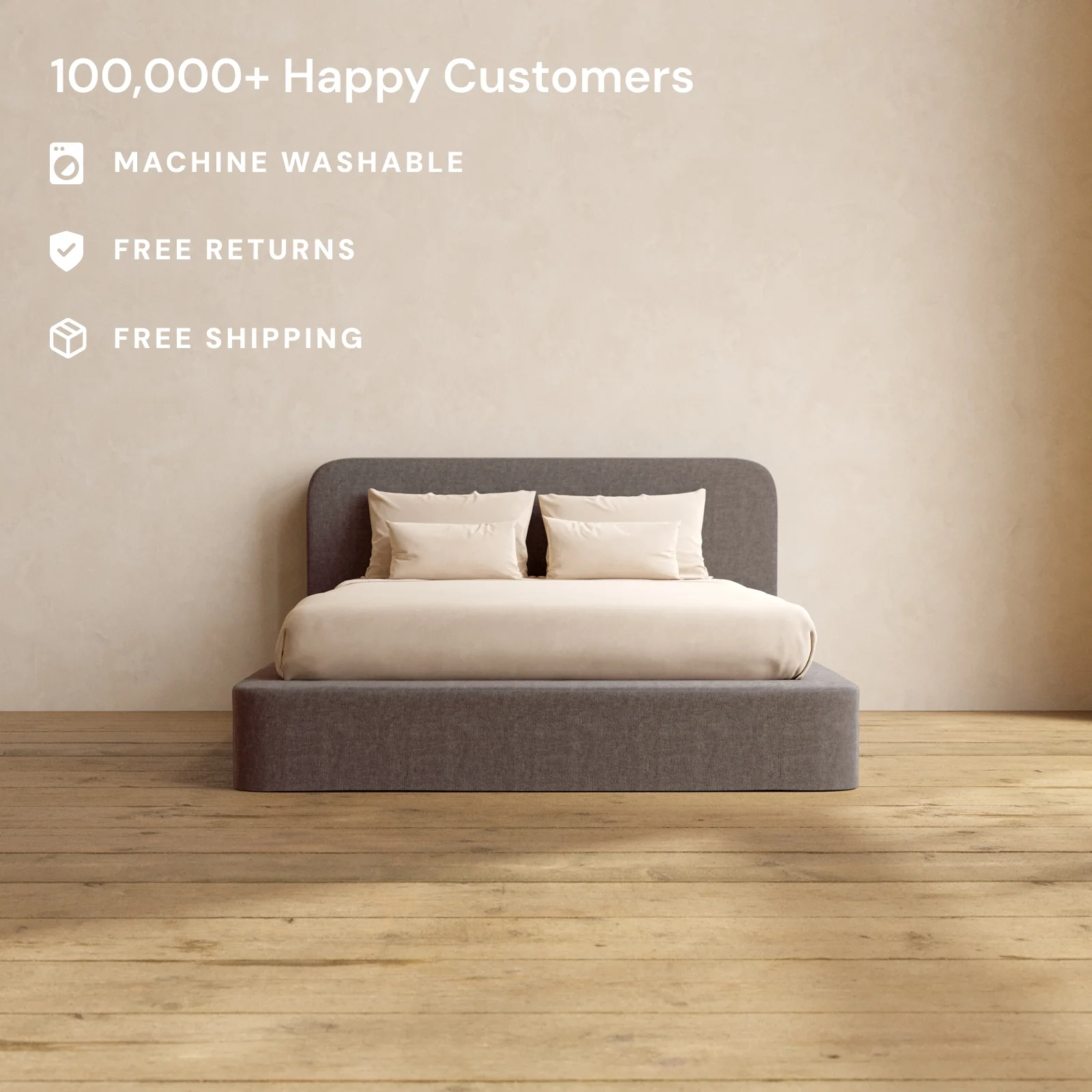 Slipcover Only - Queen Upholstered Platform Bed + Headboard | Heirloom Velvet in Caviar - Image 2
