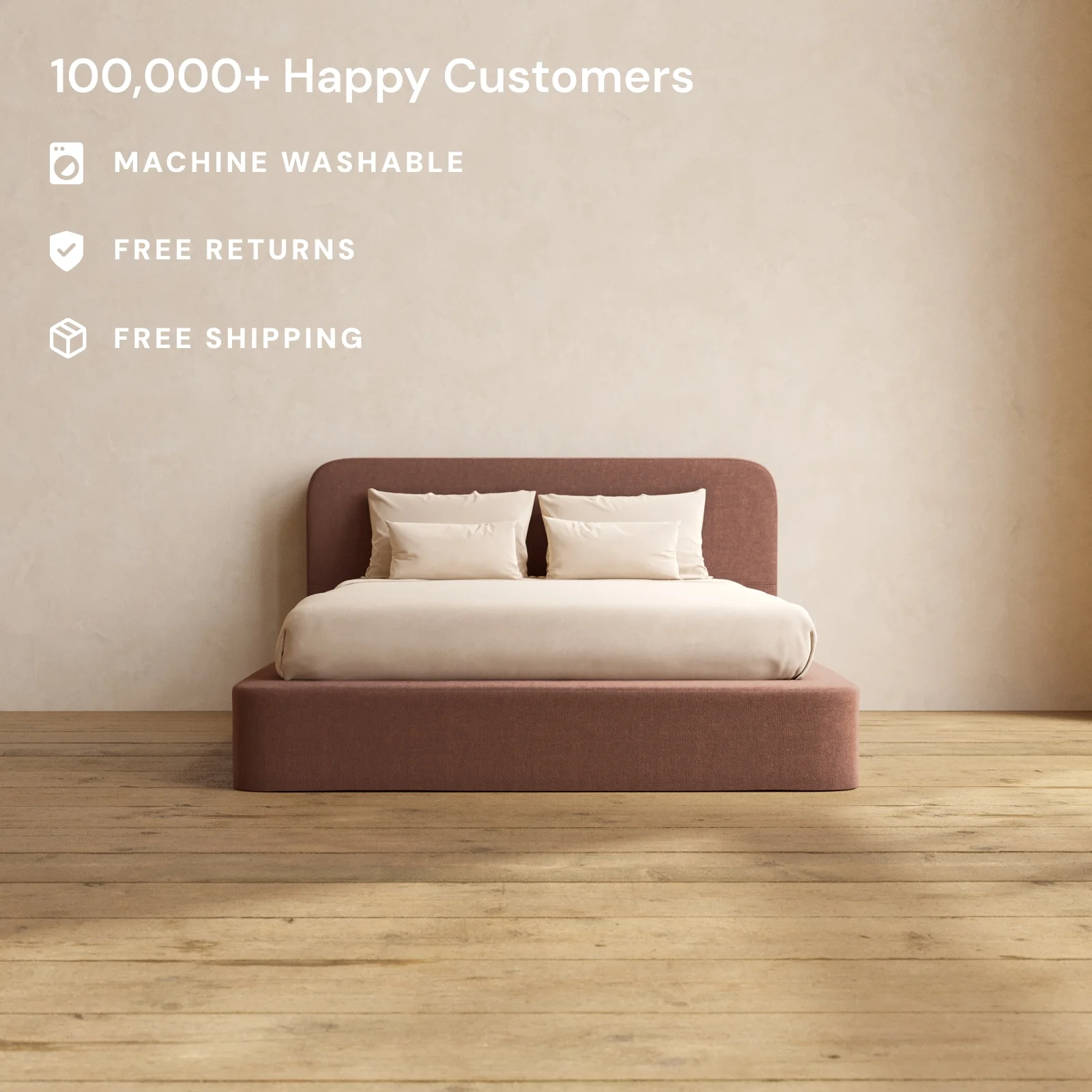 Slipcover Only - Queen Upholstered Platform Bed + Headboard | Heirloom Velvet in Chestnut - Image 2