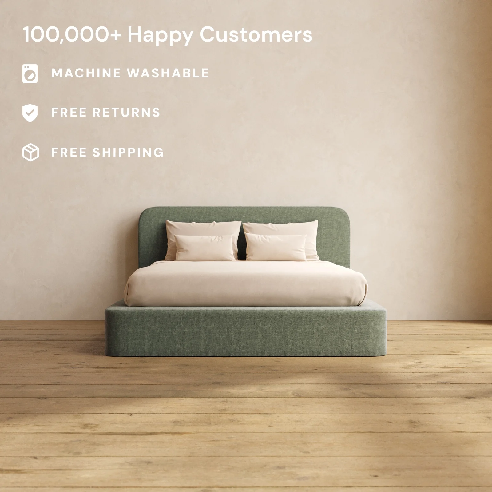 Slipcover Only - Queen Upholstered Platform Bed + Headboard | Heirloom Velvet in Willow - Image 2