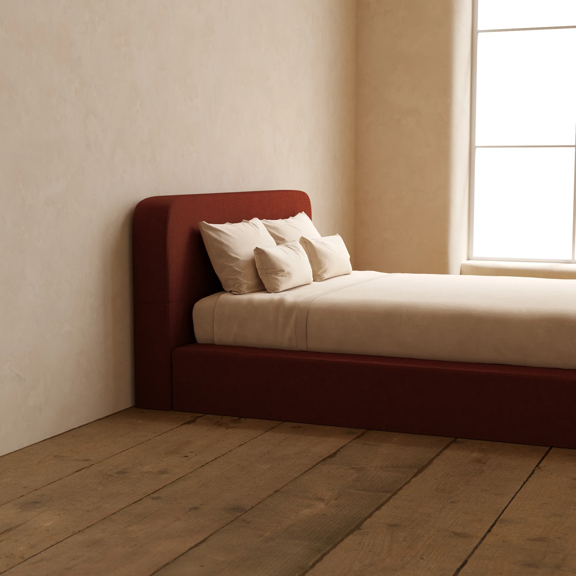 Slipcover Only - Queen Upholstered Platform Bed + Headboard | Knit Velvet in Rust - Image 5