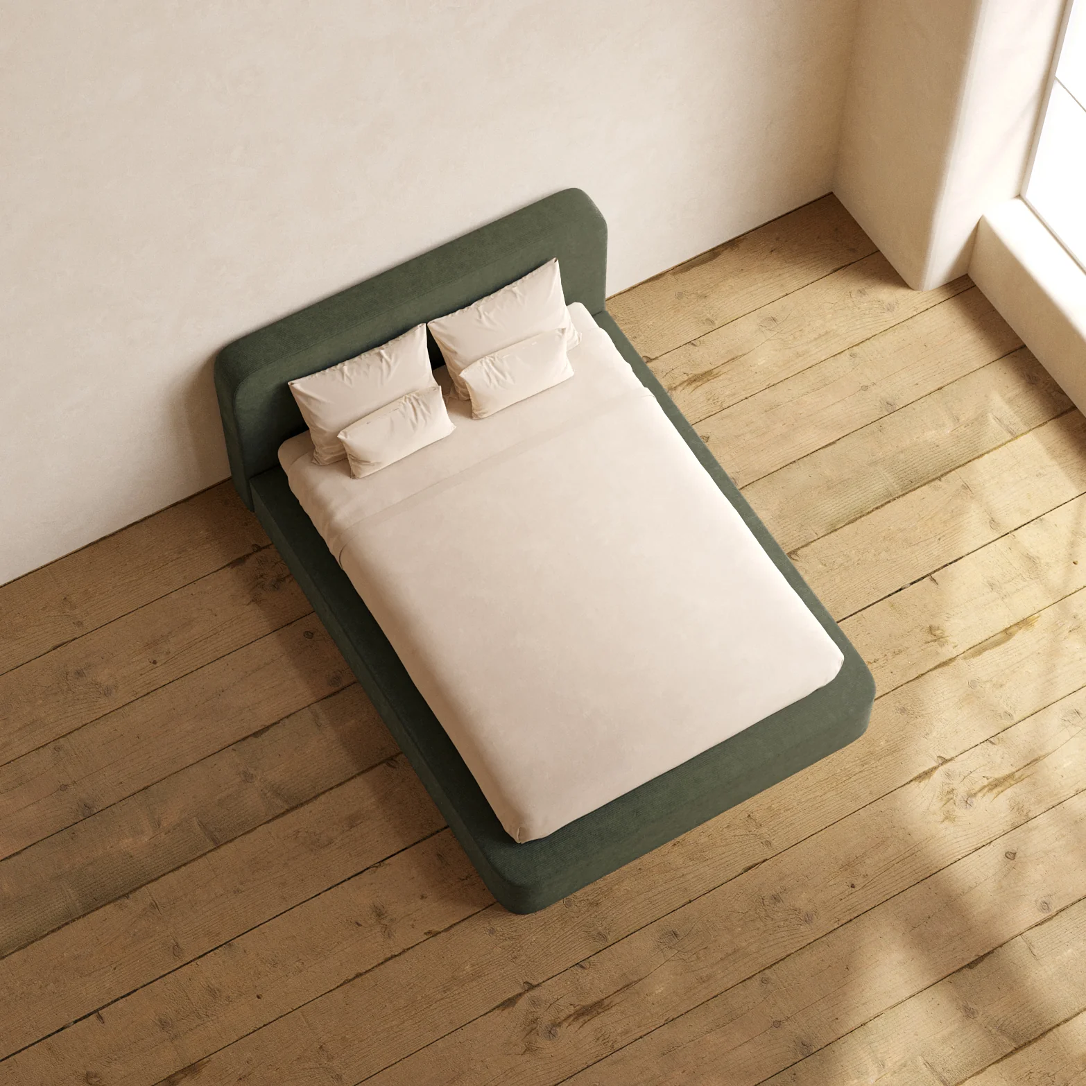 Slipcover Only - Queen Upholstered Platform Bed + Headboard | Luxe Corduroy in Olivine - Image 6