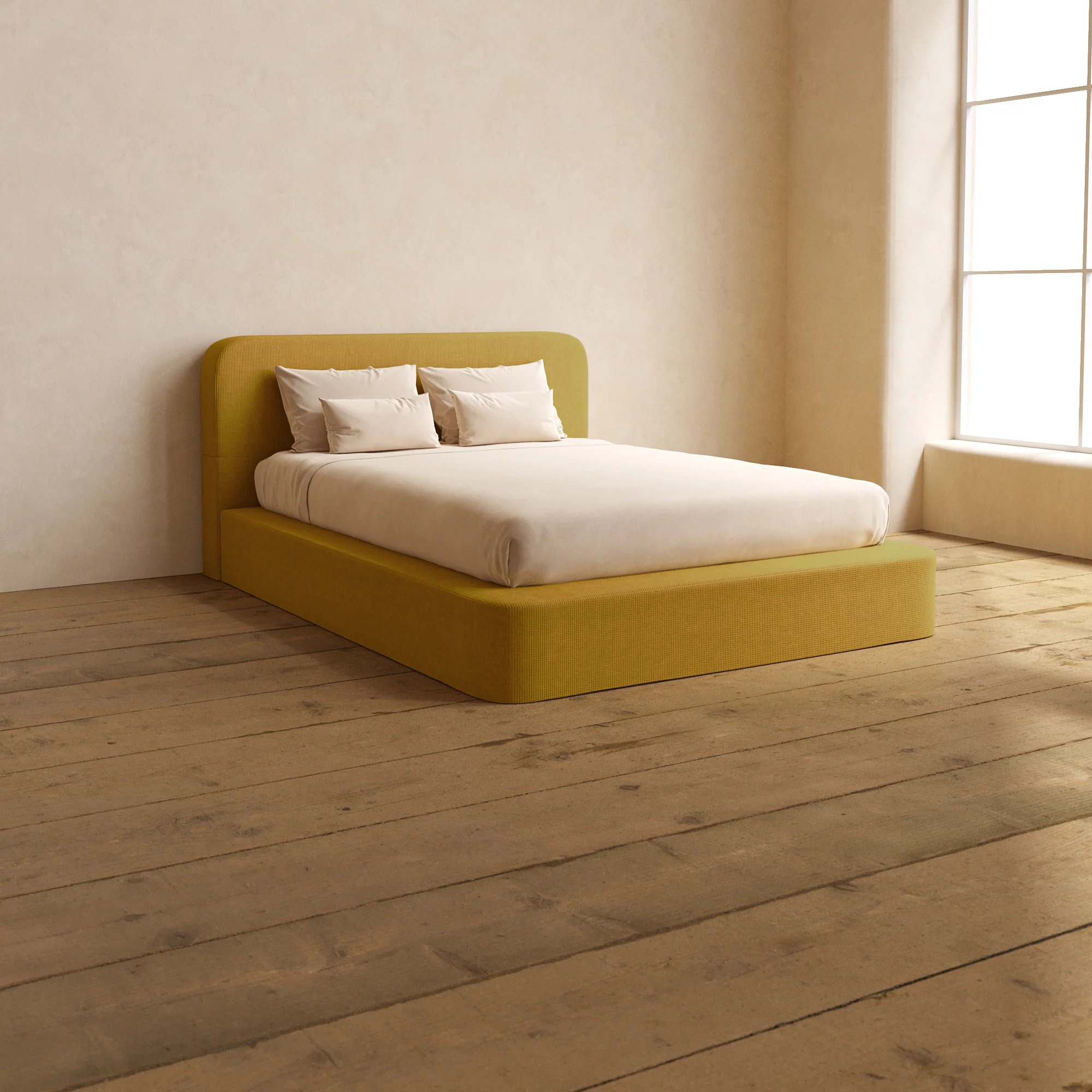 Slipcover Only - Queen Upholstered Platform Bed + Headboard | Mizu Weave in Kiiro