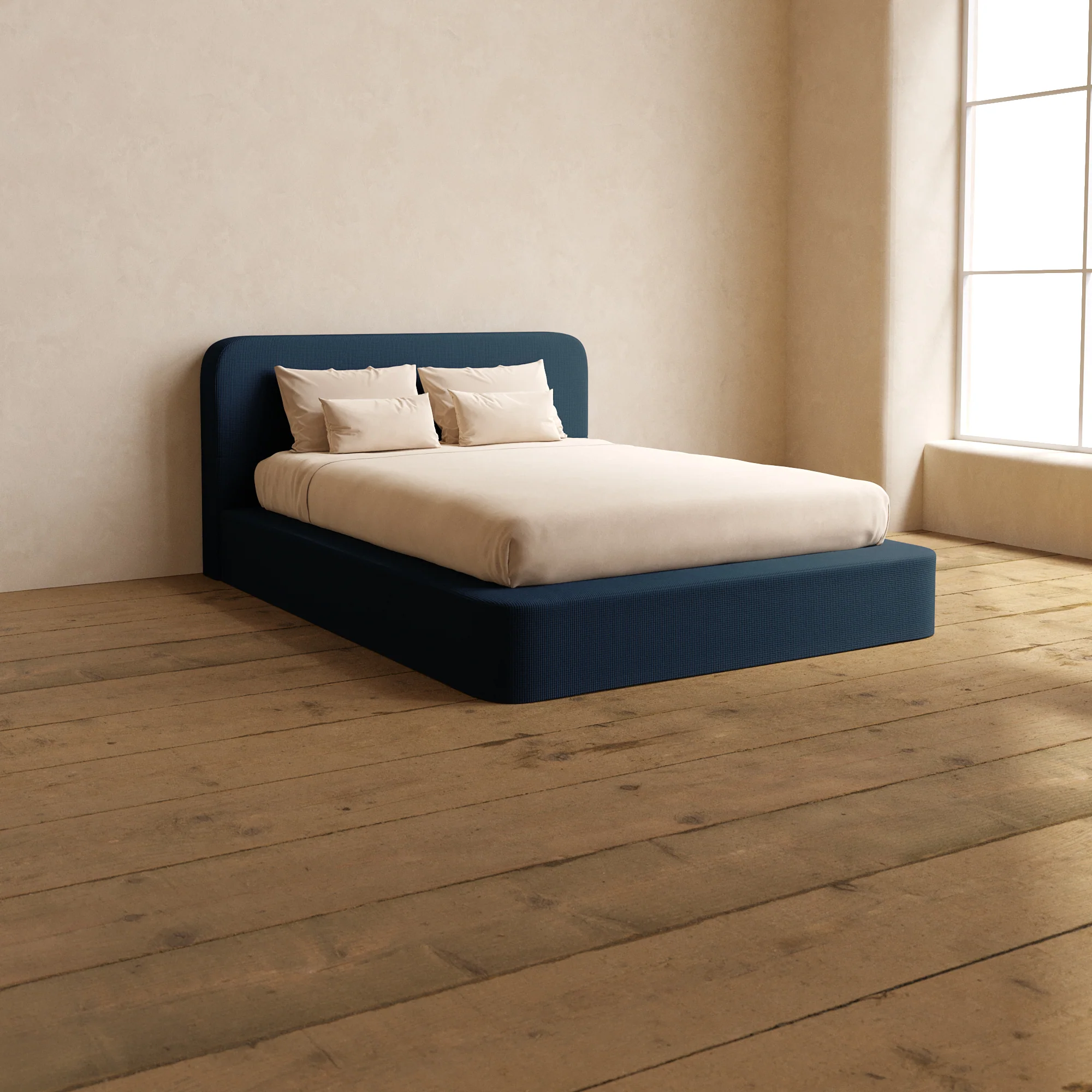 Slipcover Only - Queen Upholstered Platform Bed + Headboard | Mizu Weave in Sumi